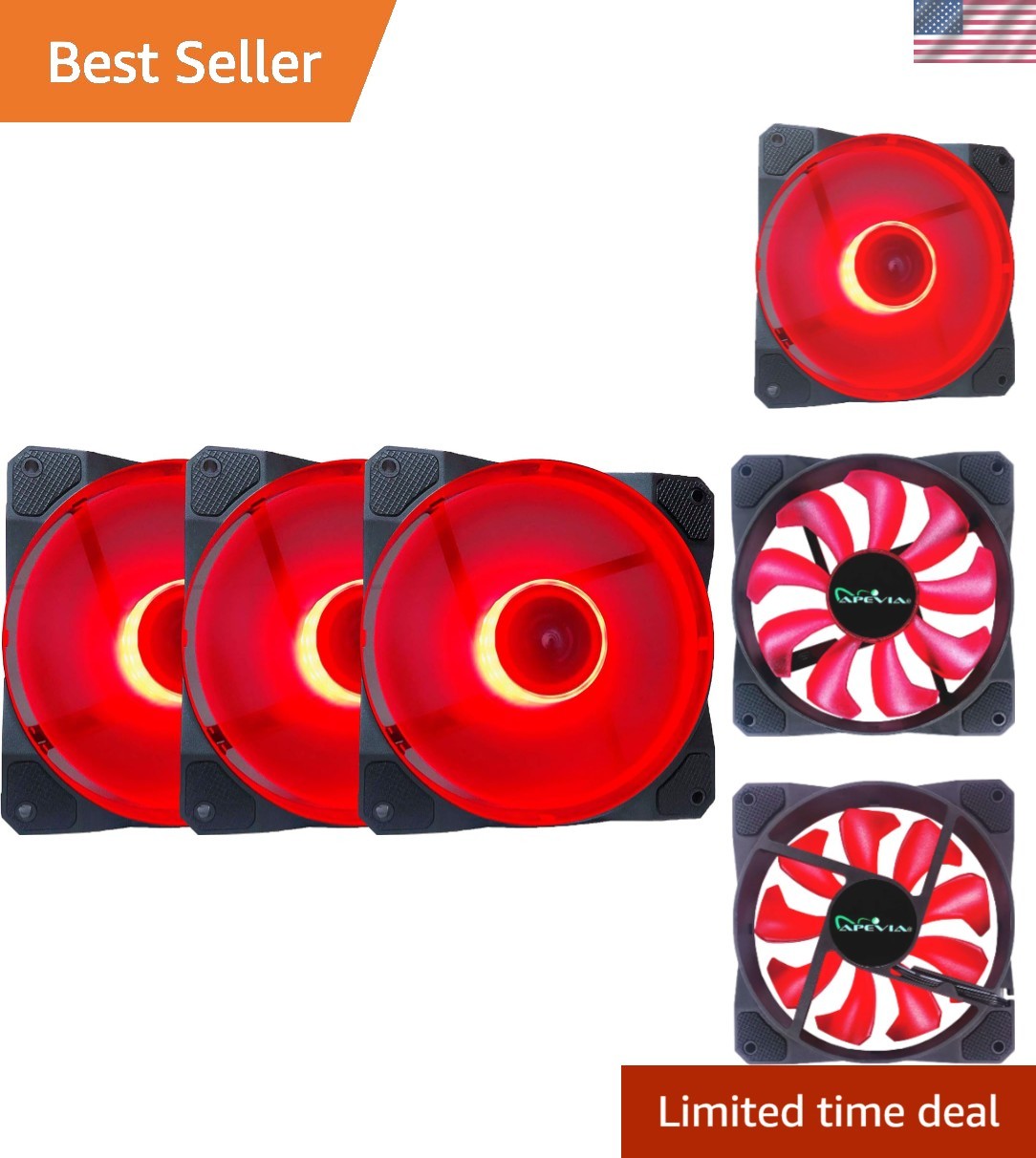 Cosmos 120mm Case Fan, Red LED, Ultra Silent, 3 Pack
