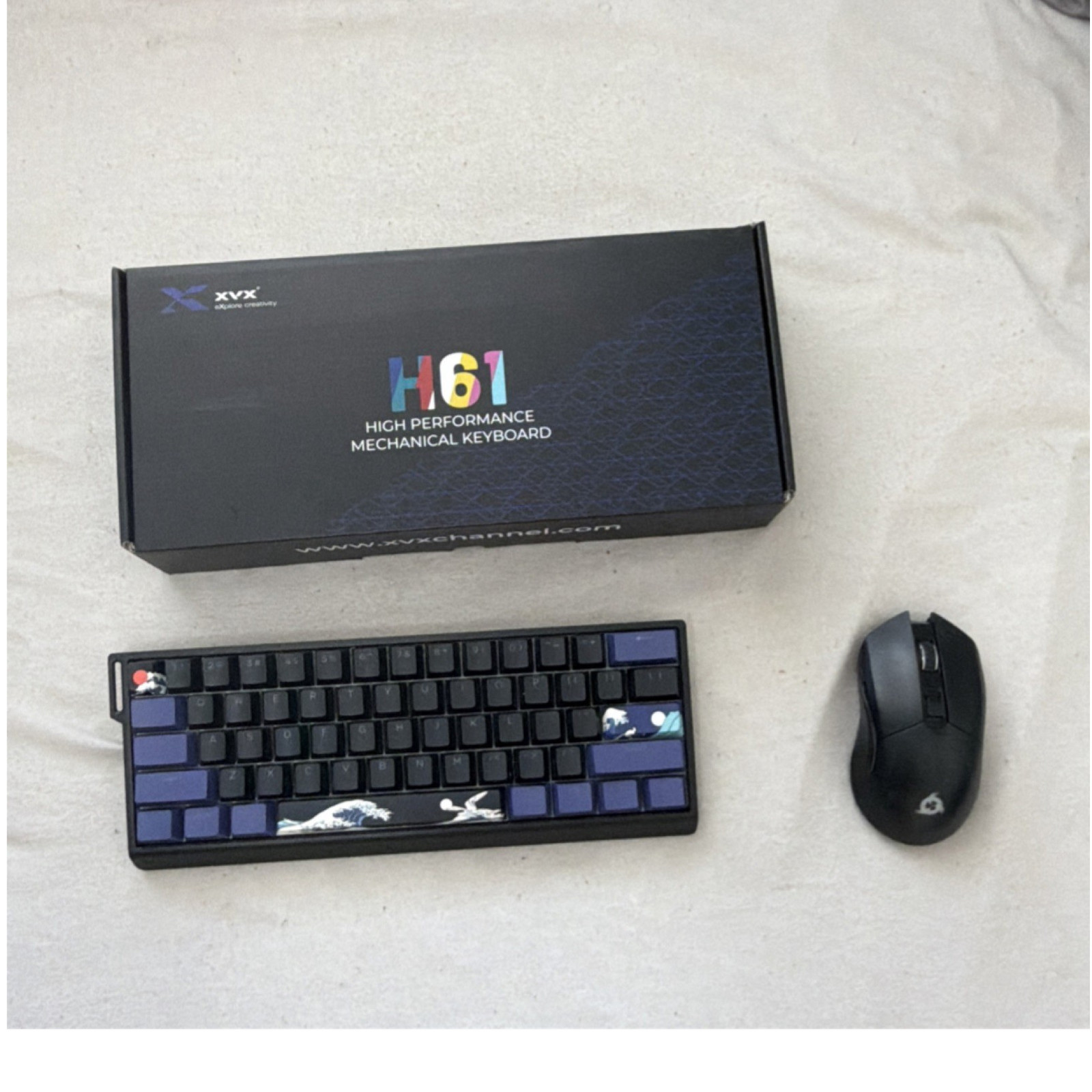 XVX H61 Gaming Mechanical Keyboard & Mouse Bundle, Mechanical, Black/Purple