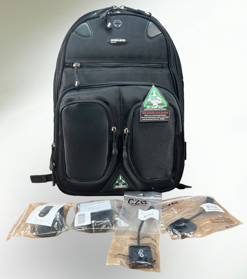 Backpack BLACK Laptop Mobile Edge ScanFast Checkpoint ECO Friendly + Accessories