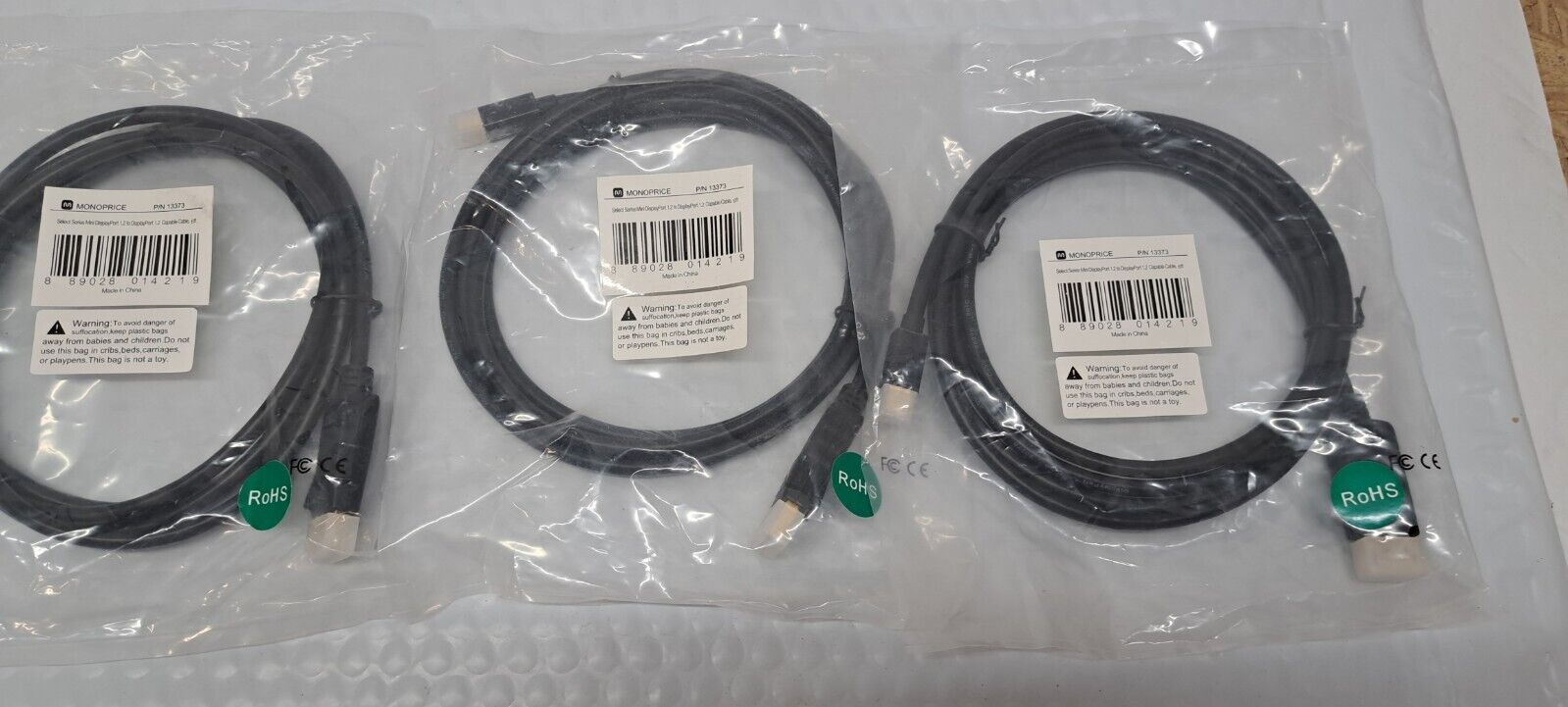 3X Monoprice Select Series Mini DisplayPort 1.2 to DisplayPort 1.2 Cable, 6ft