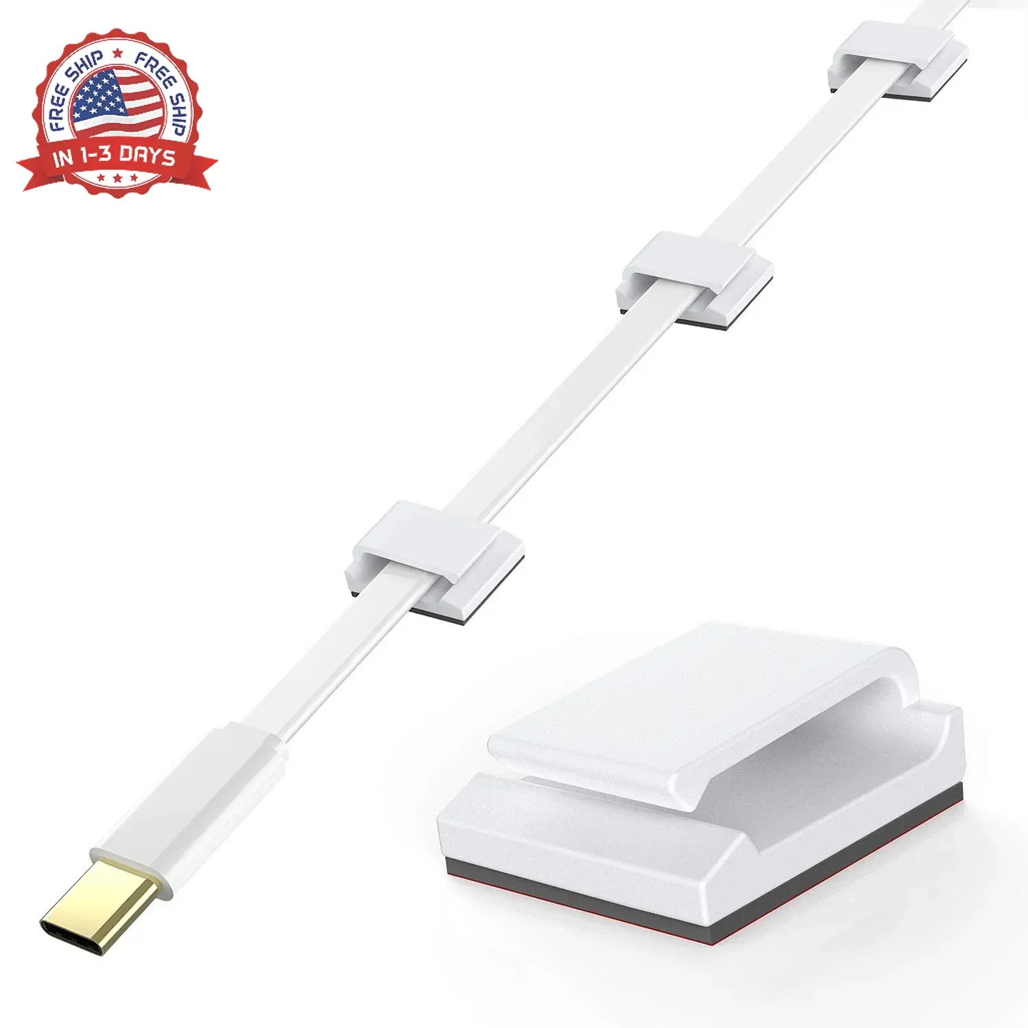 AGPTEK Ethernet Cable Clips, 100 PCS Adhesive Wire Clips, Flat Cord Clips Small