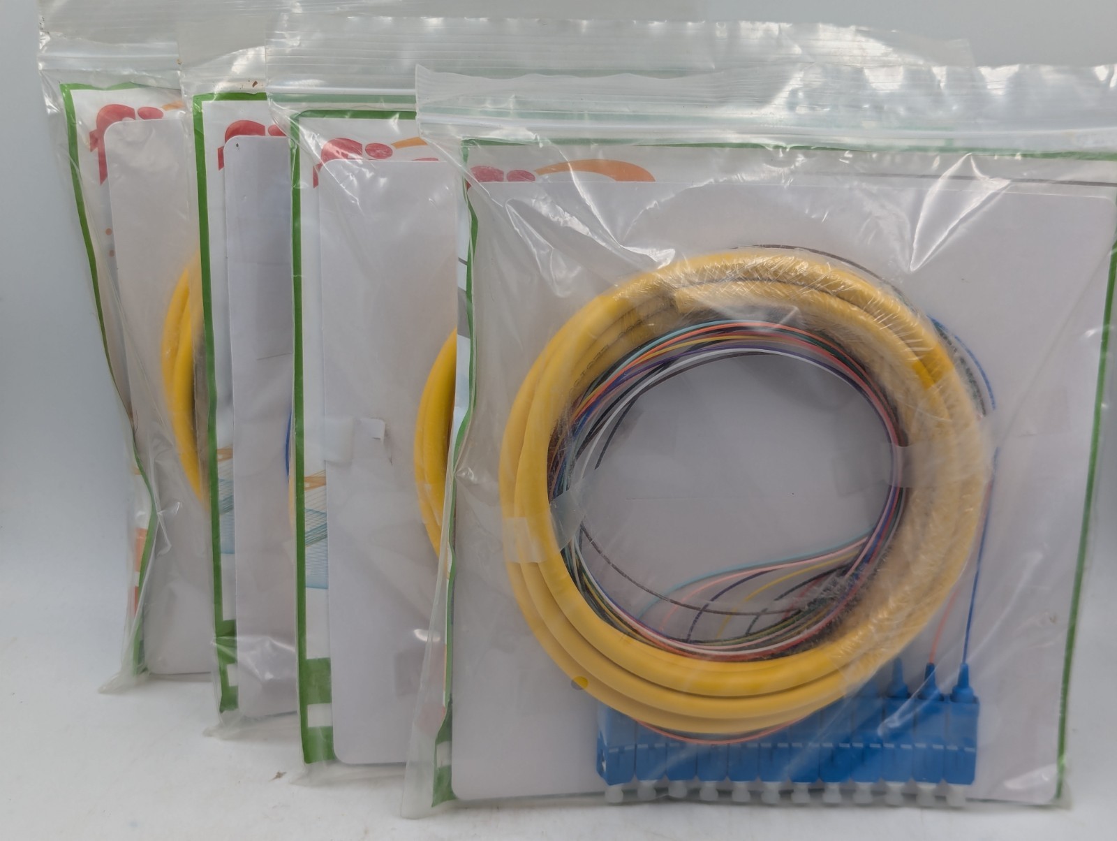 Fiber Optic Pigtail 12 Distribution 9/125 SC/UPC 3M-1M FIS DSP12SCUPCBU Lot of 4