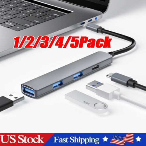 4 Port Adapter USB C HUB Type C High Speed Multi USB Splitter PC Laptop Macbook