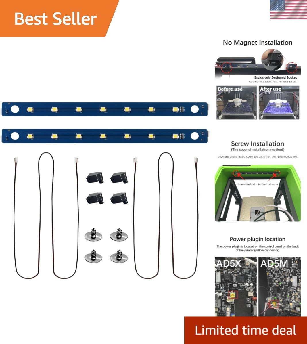 Ultimate 2-Piece 3D Printer LED Light with Enhanced Print Monitoring Features