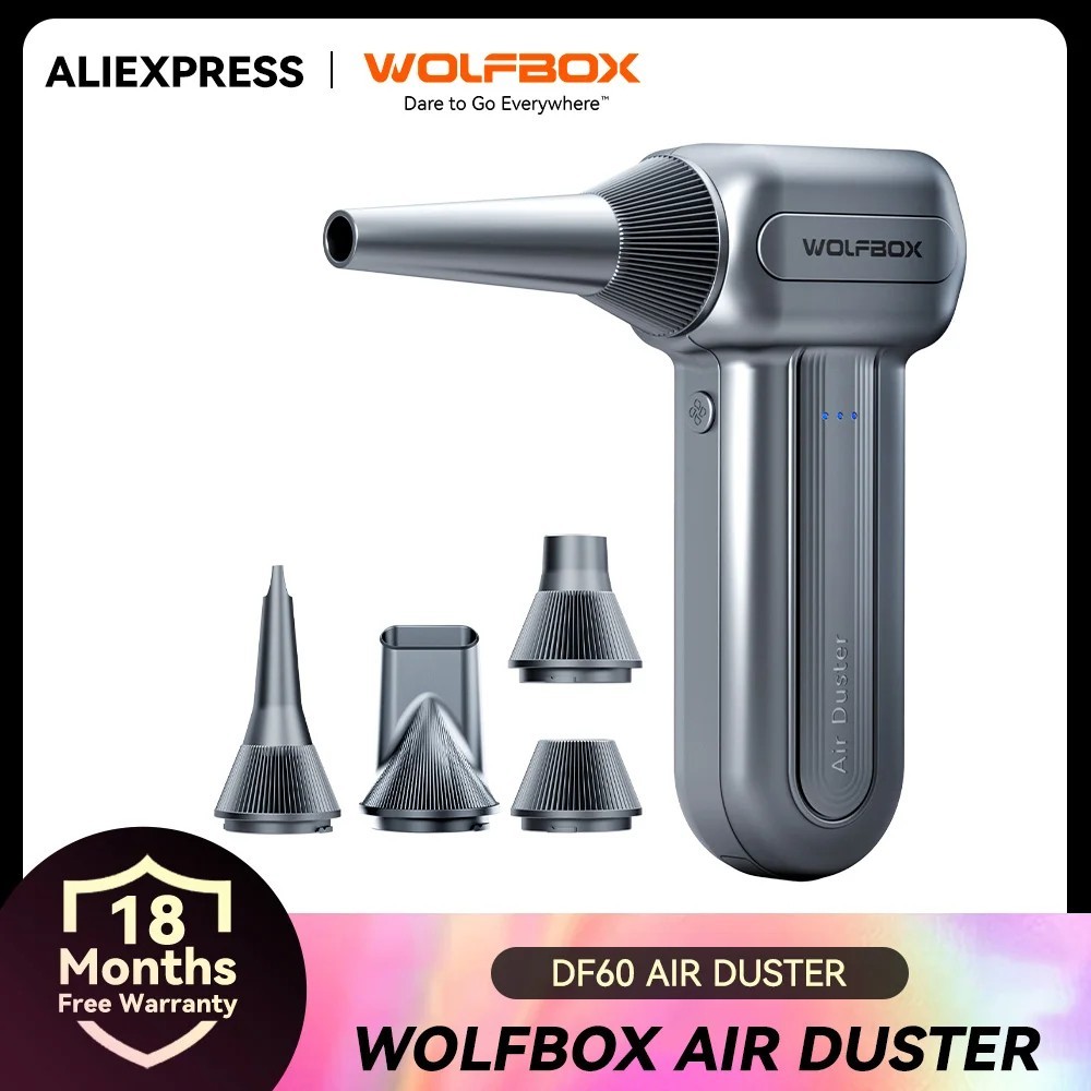 WOLFBOX DF60 Electric Air Duster 110000RPM 3-Speed Cordless Blower Cleaner.