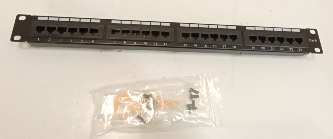 ADI Pro 0E-C6PP24 CAT6 Network Patch Panel 24 Port 19" 1U Rackmount Black Qty 1