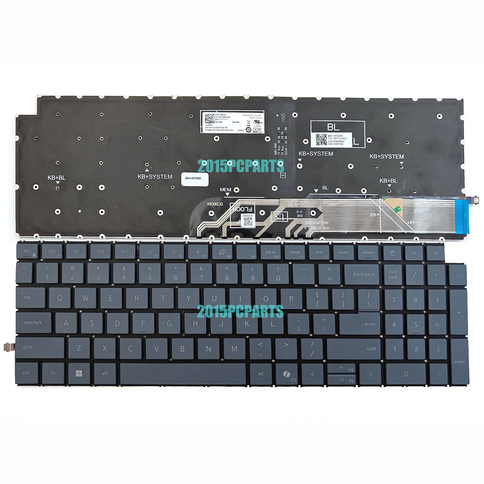New Gray for Dell Inspiron 16 5640 5645 Plus DB16250 DB16255 Keyboard Backlit US