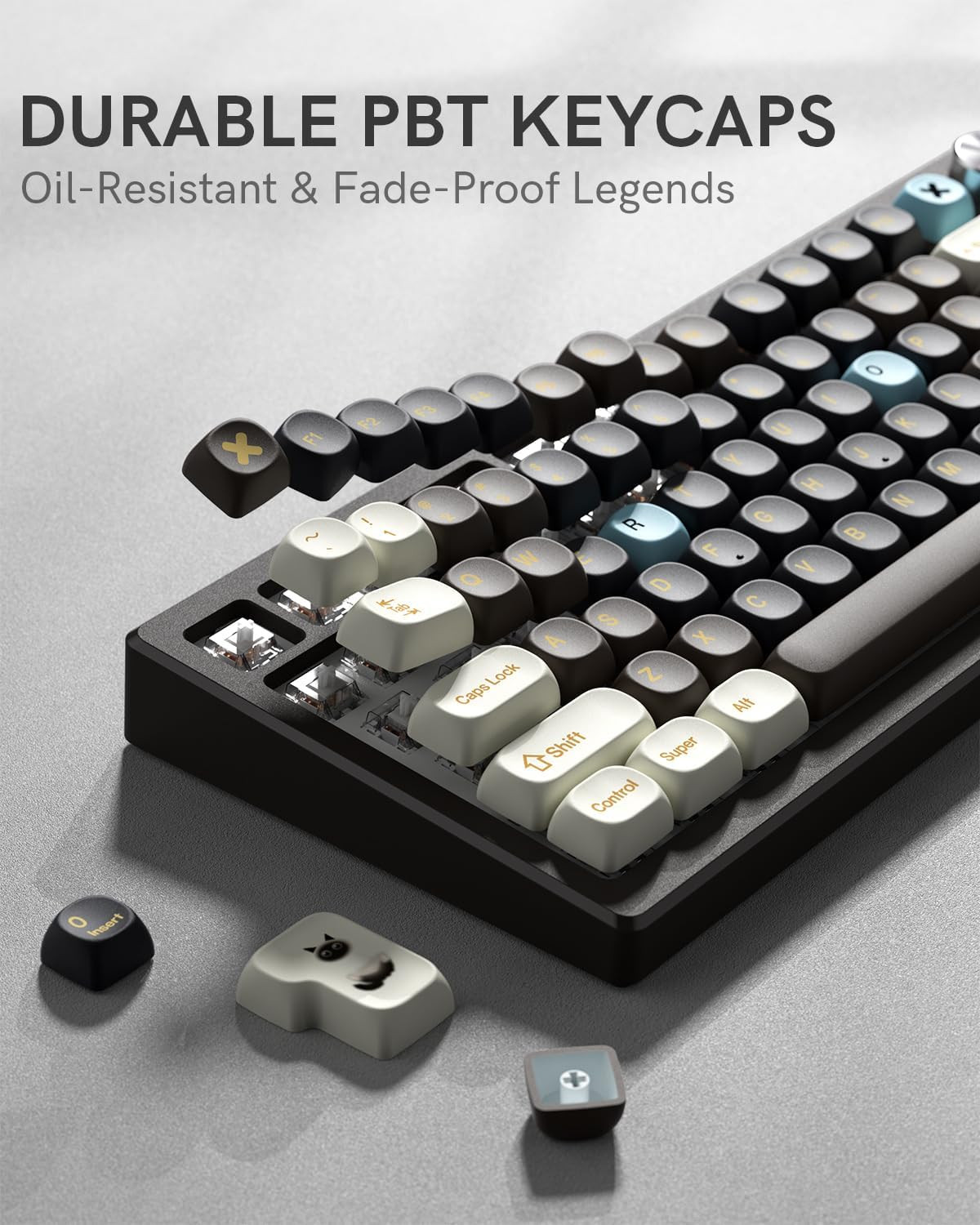MOA Profile PBT Keycaps,132 Keys Janese Style Keycap Set with Cute Icons, Dye...