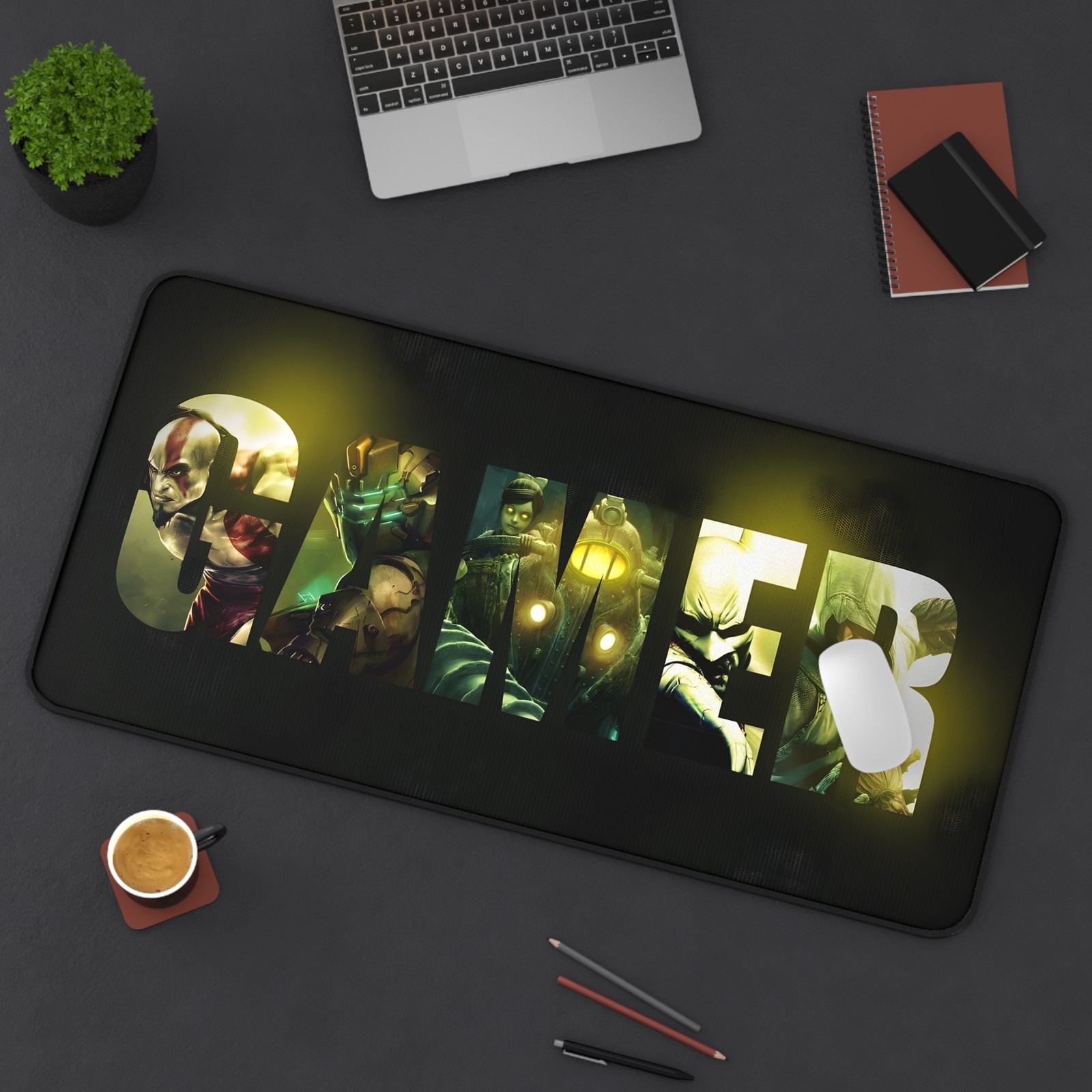 Sniper Typography Desk Mat | Shooter Gaming Characters