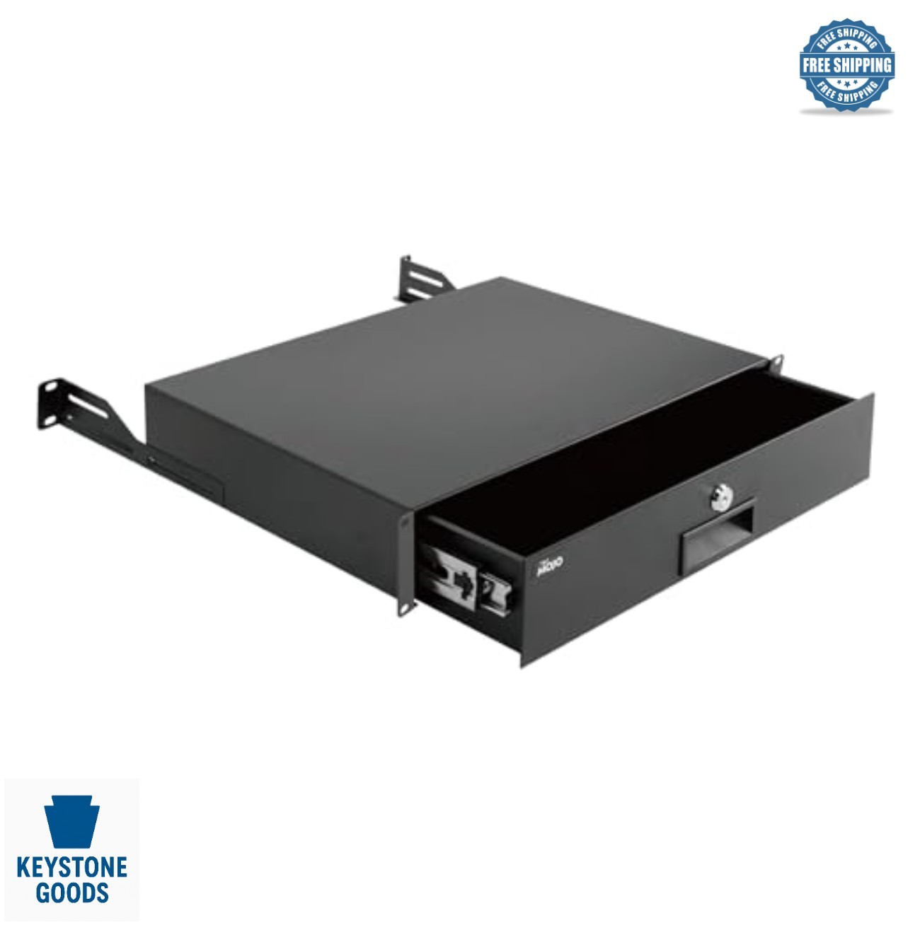 2U Rack Mount Drawer 19 Inch Lockable Sliding Server Cabinet Shelf 44lb Steel