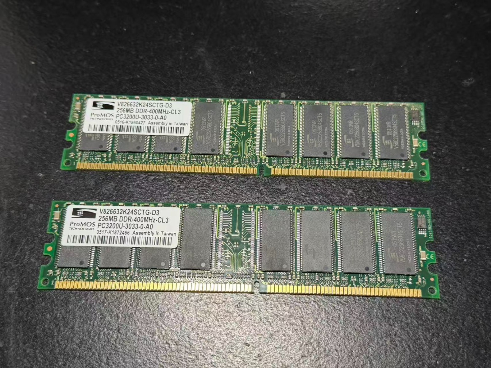2pcs 256MB  ProMos Technologies Memory V826632K24SCTG-D3  DDR PC3200U