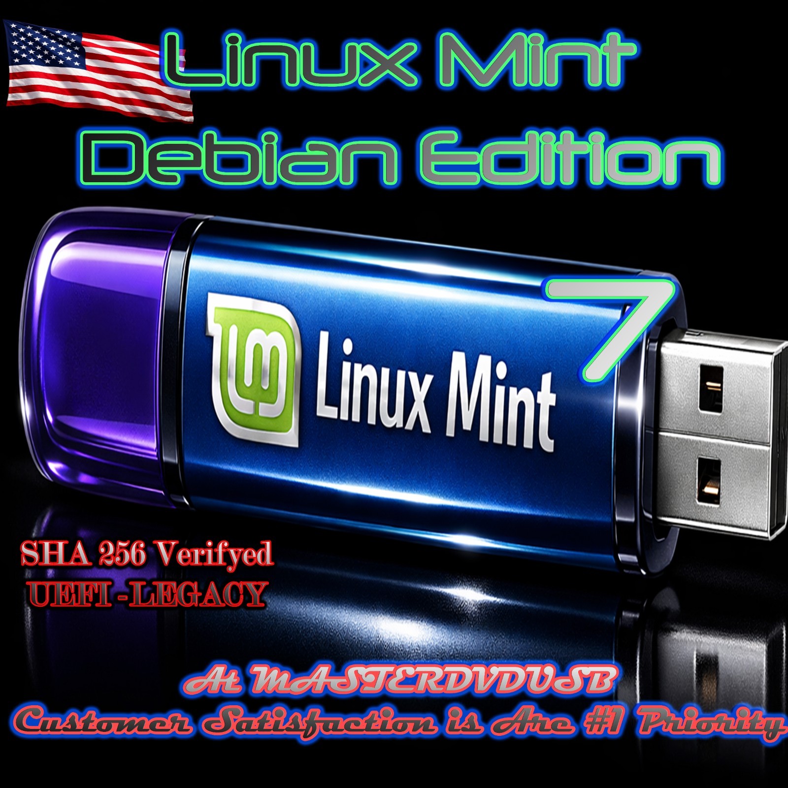 Linux Mint Debian Edition 7 Bootable USB LMDE | UEFI/LEGACY | SHA256