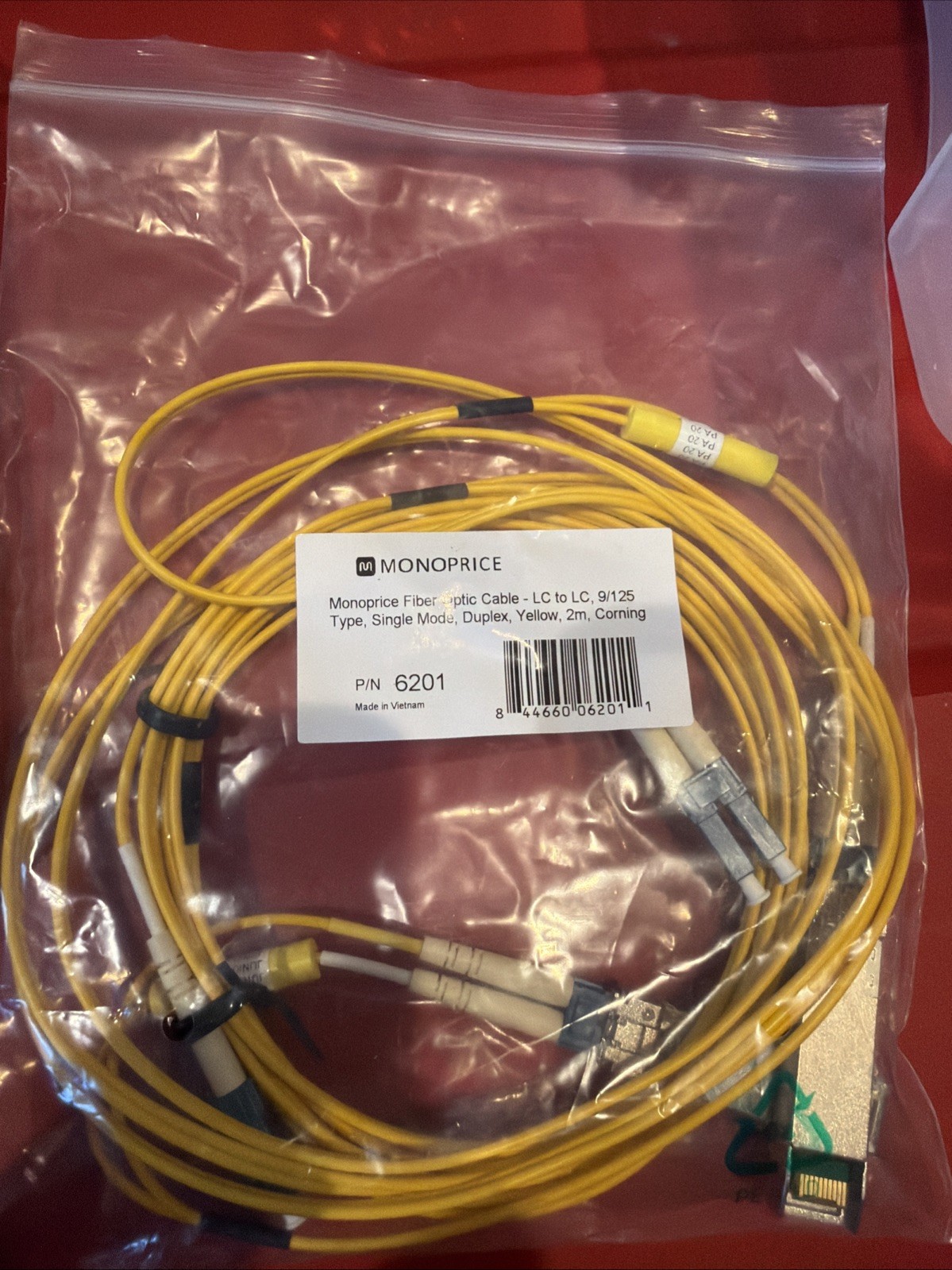 2x Monoprice Fiber Optic LC-LC 2m 9/125 Single Mode + 2x EX-SFP-10GE-SR-DLO