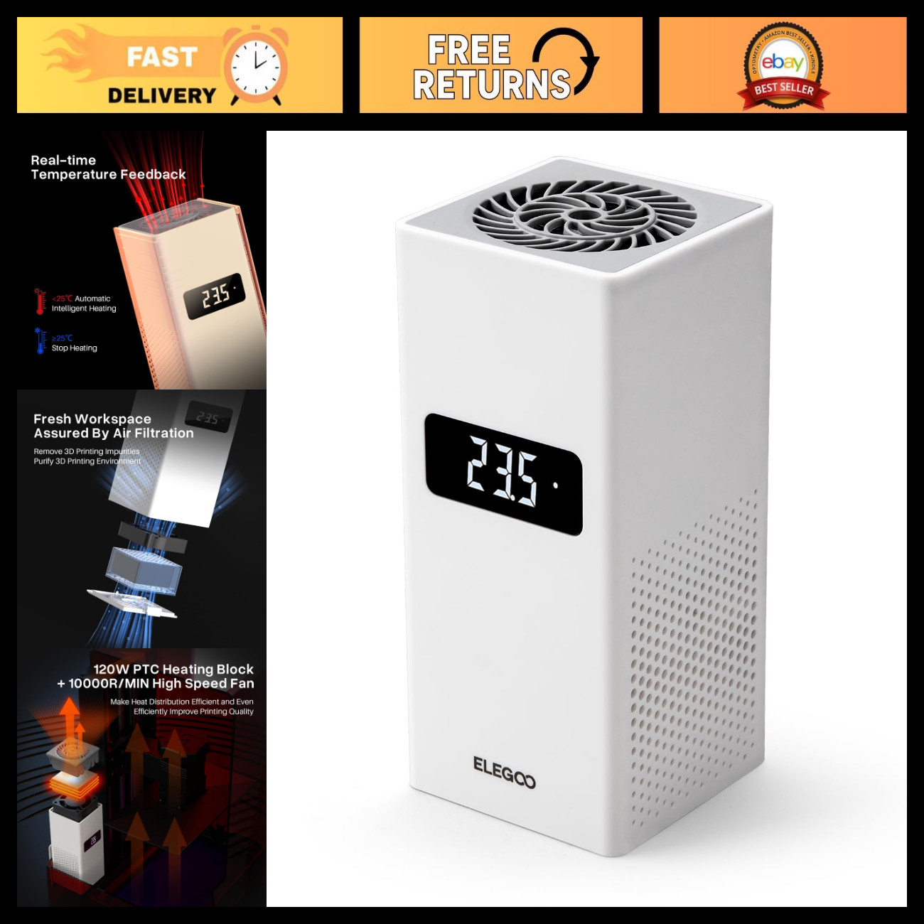 Compact Mini Heater for Resin 3D Printer - Fast Heating, Energy Efficient, Quiet