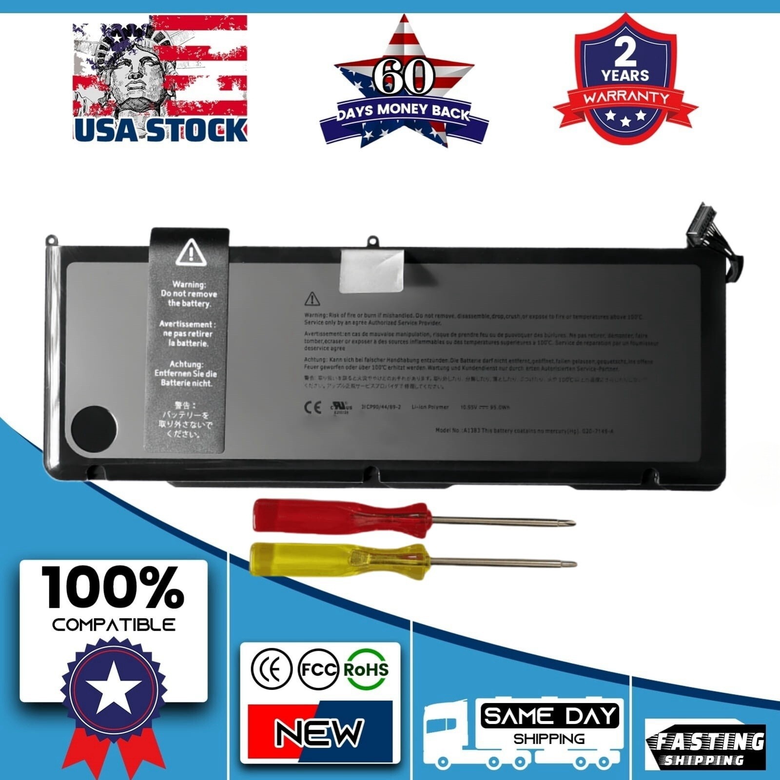 New Genuine OEM A1383 Battery for MacBook Pro 17" A1297 Early/Late 2011 Grade A