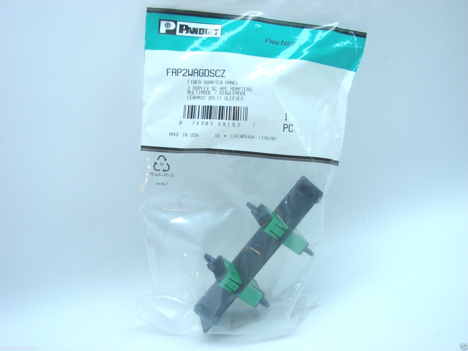 Panduit FAP2WAGDSCZ Fiber Adapter Panel 2 Duplex SC APC Adapters Multi/Single