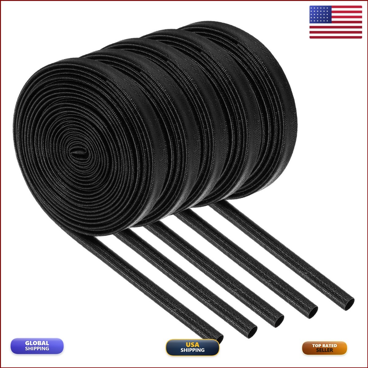 MECCANIXITY Wire Insulation Braid Fire Sleeve 16.4Ft-6mm ID 5Pcs