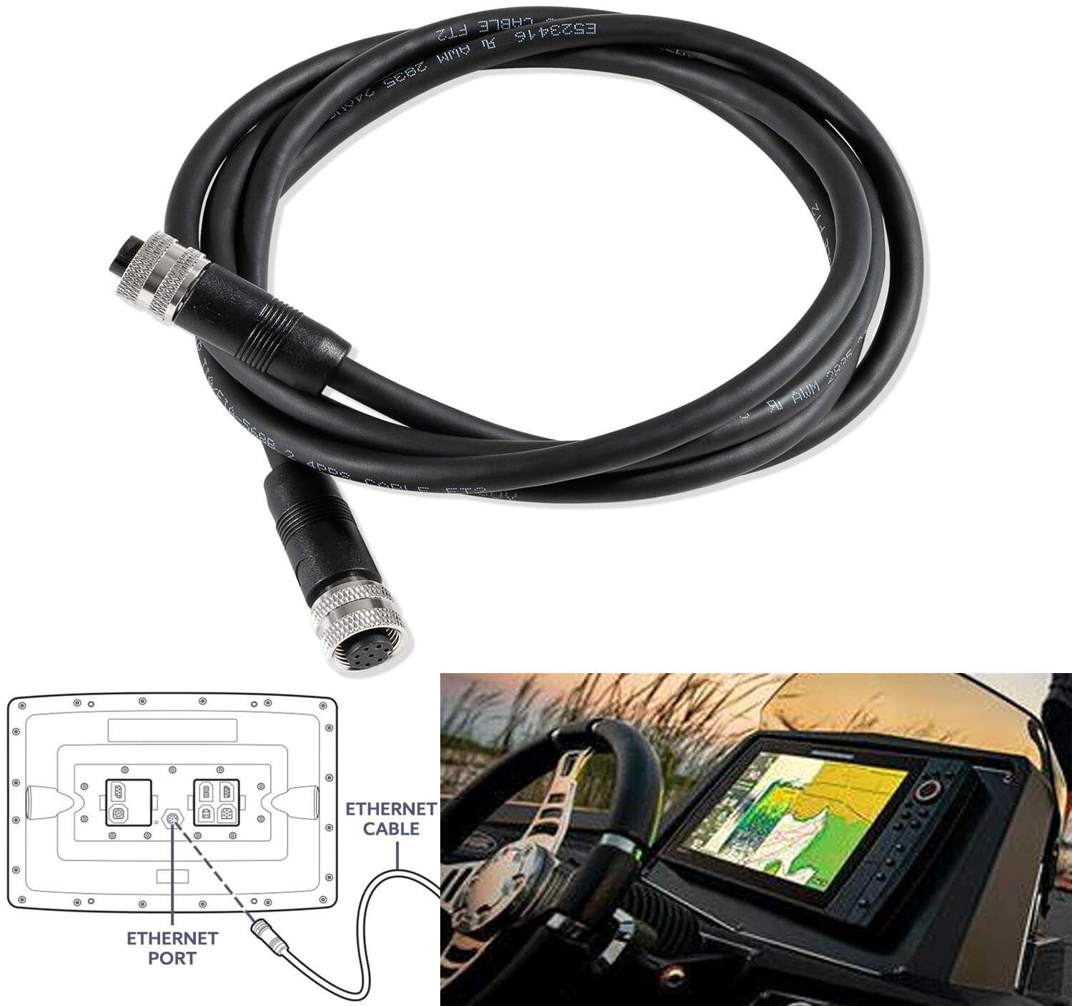 720073-6 5 Feet Ethernet Cable Fits Humminbird Series SOLIX, Helix G2N, Helix G1