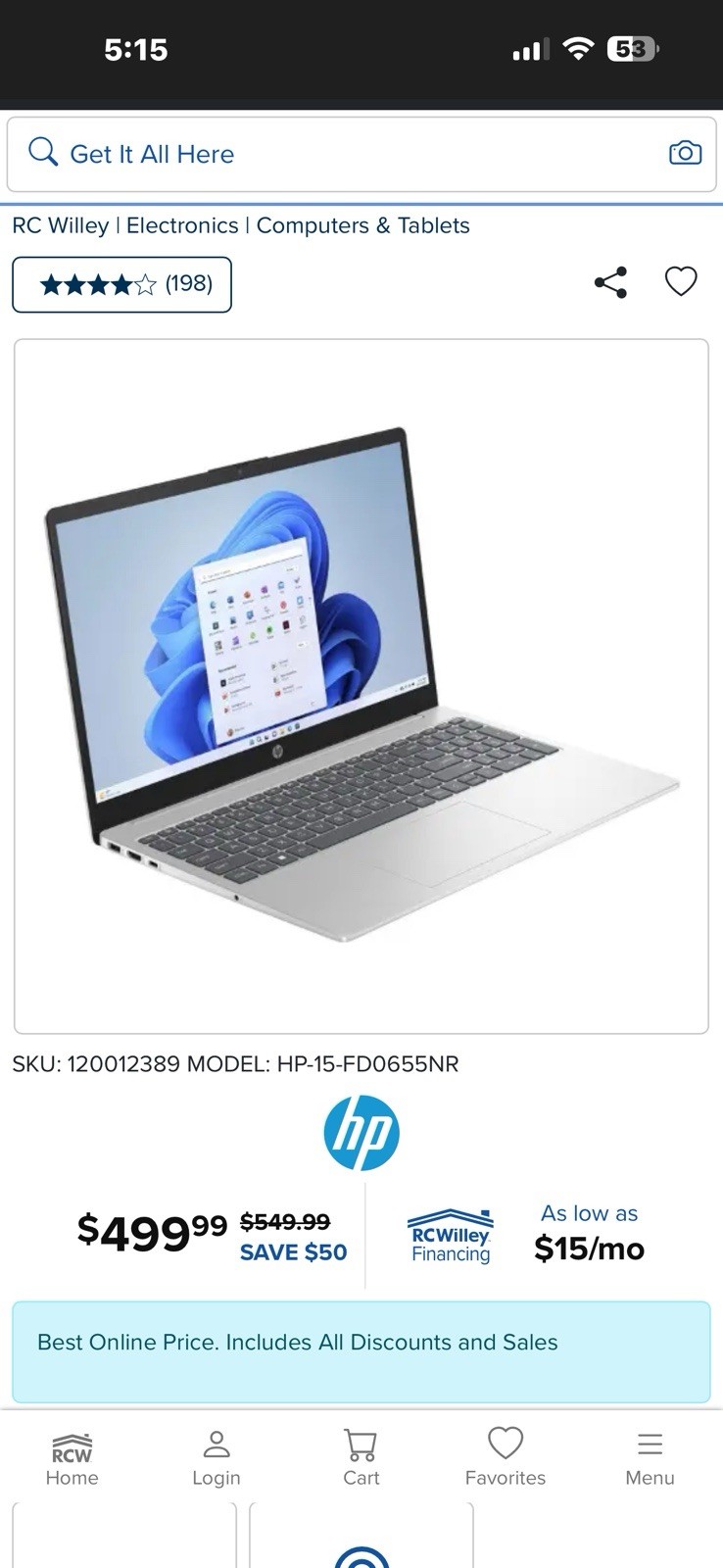 New HP Laptop – Intel i5 / 8GB / 256GB SSD  Modle 15-fd0655nr