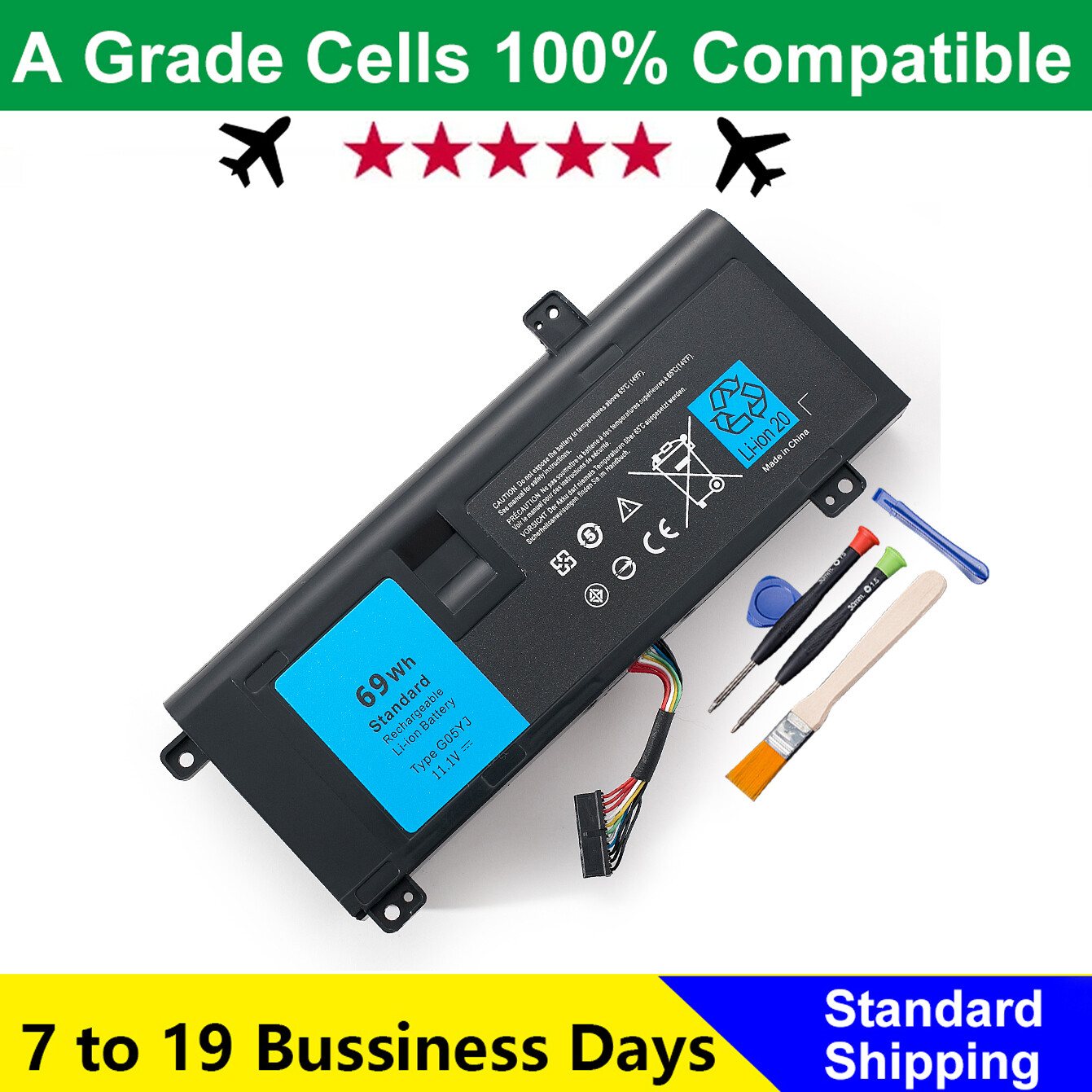 G05YJ Battery For Dell Alienware A14 M14X R3 R4 ALW14D-1528 Y3PN0 8X70T 0G05YJ