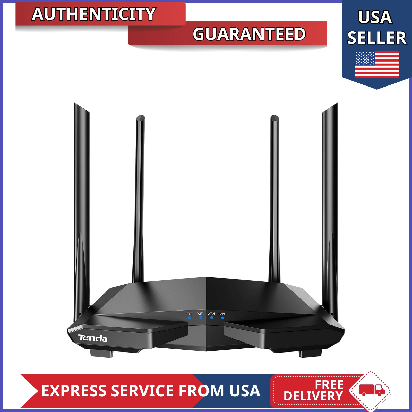Tenda AC6 AC1200 Smart Dual Band WiFi Router 4 Port Fast Ethernet Internet Base