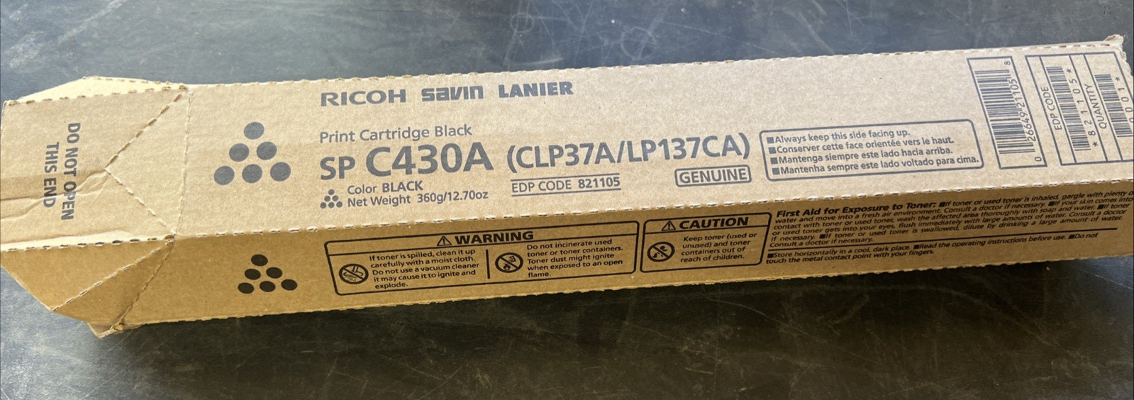 Genuine Ricoh 821105 Black Toner SP C430A open box new 