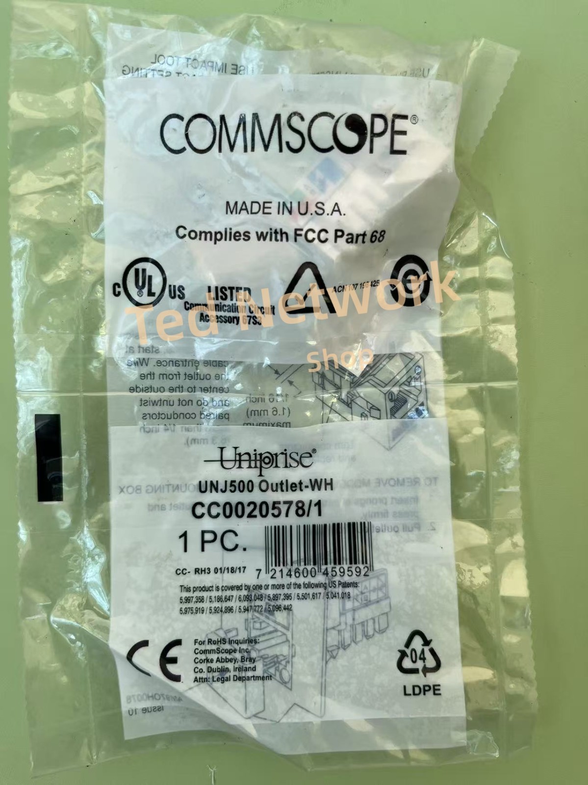 Lot 50 Commscope UNJ500 Outlet-WH CC0020578/1 CAT5E Network Jack White NEW
