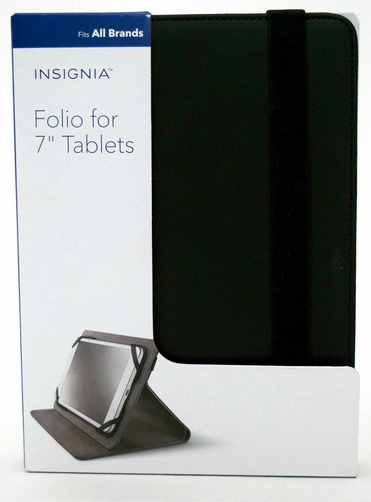NEW Insignia Universal Folio for 7" Tablet BLACK Case Cover Fire/Galaxy Tab E