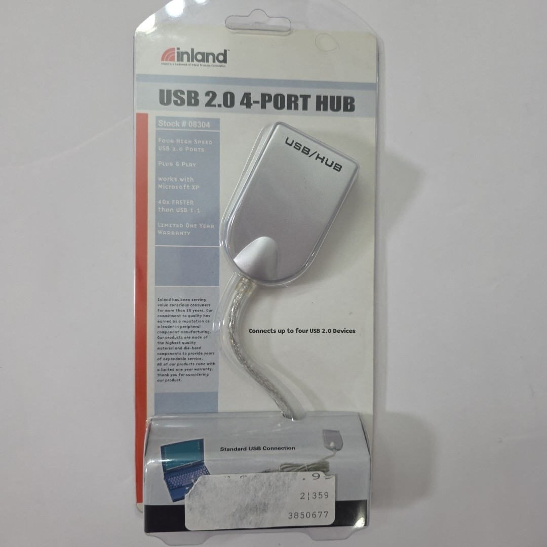  Inland 4-Port USB Hub 2.0 Universal Plug And Play New 