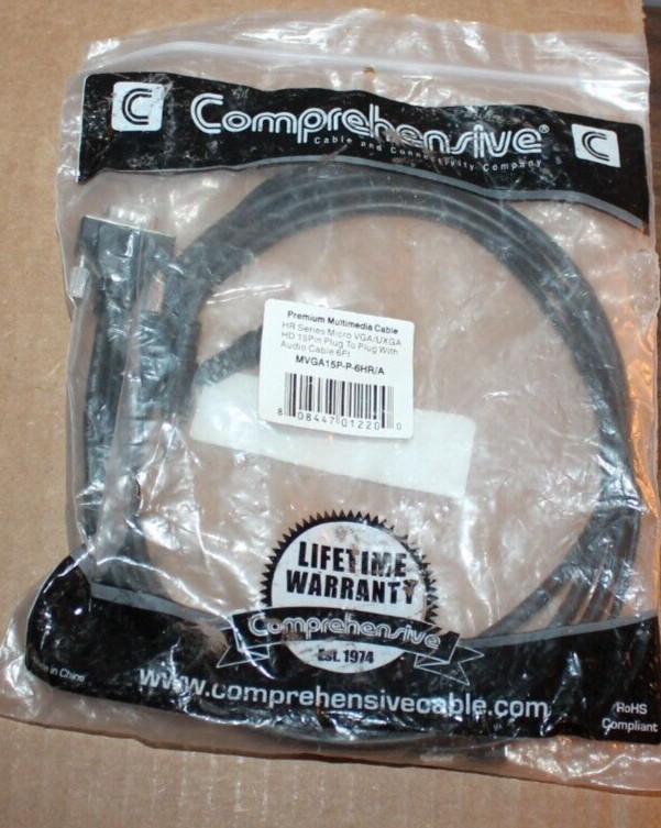 Comprehensive 6' Pro AV/IT Series Micro VGA HD15 Plug to Plug with Audio Cable