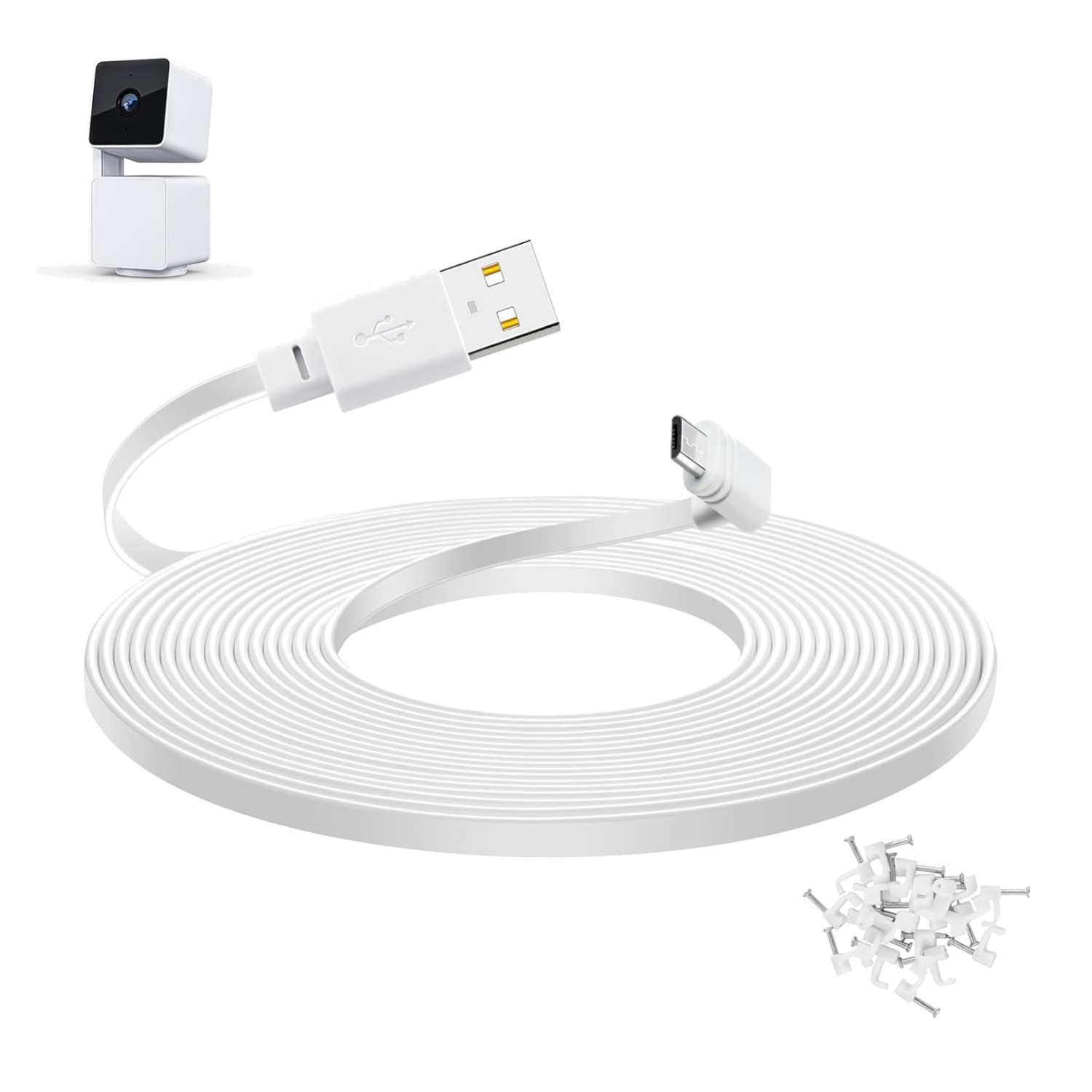 Versatile 20ft Micro USB Extension Cable for WYZE Cam - Reliable Power Supply