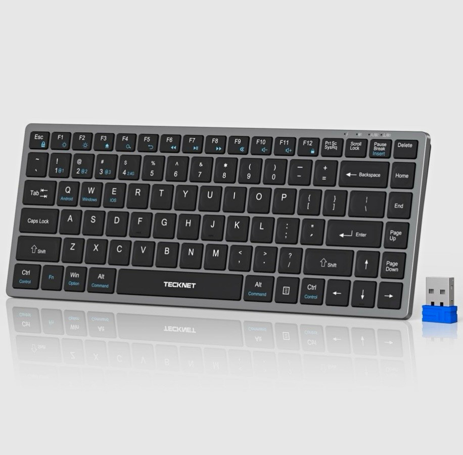 TeckNet Wireless USB Keyboard Rechargeable, Black English QWERTY