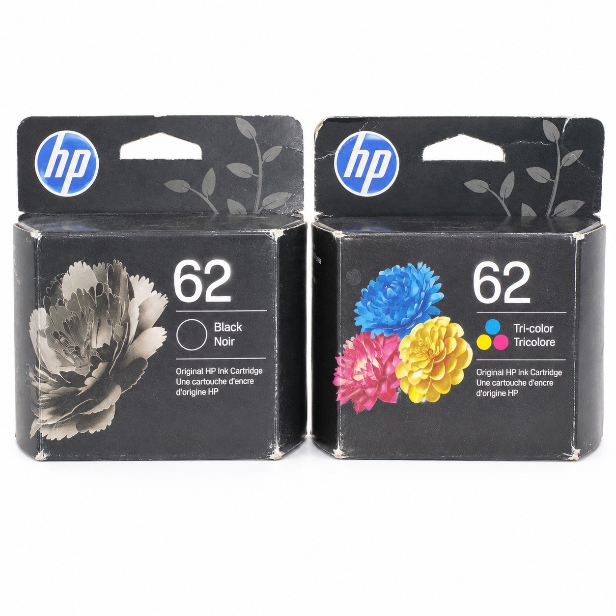 Genuine HP 62 Black & Tri-Color Ink Cartridges Lot of 2 Exp 11/2027 01/2028