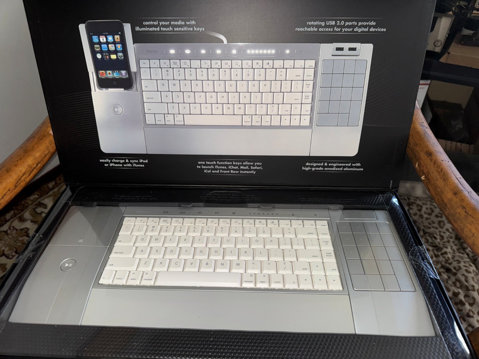 iHome iConnect Media Keyboard Mac iPod iPhone Dock Aluminum usb not pc Bluetooth