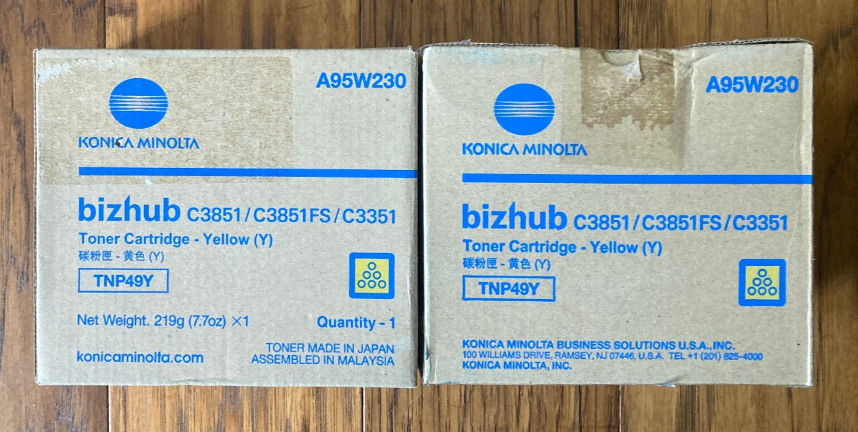 New KONICA MINOLTA (2) TNP49Y Yellow Toner Cartridge OEM New 