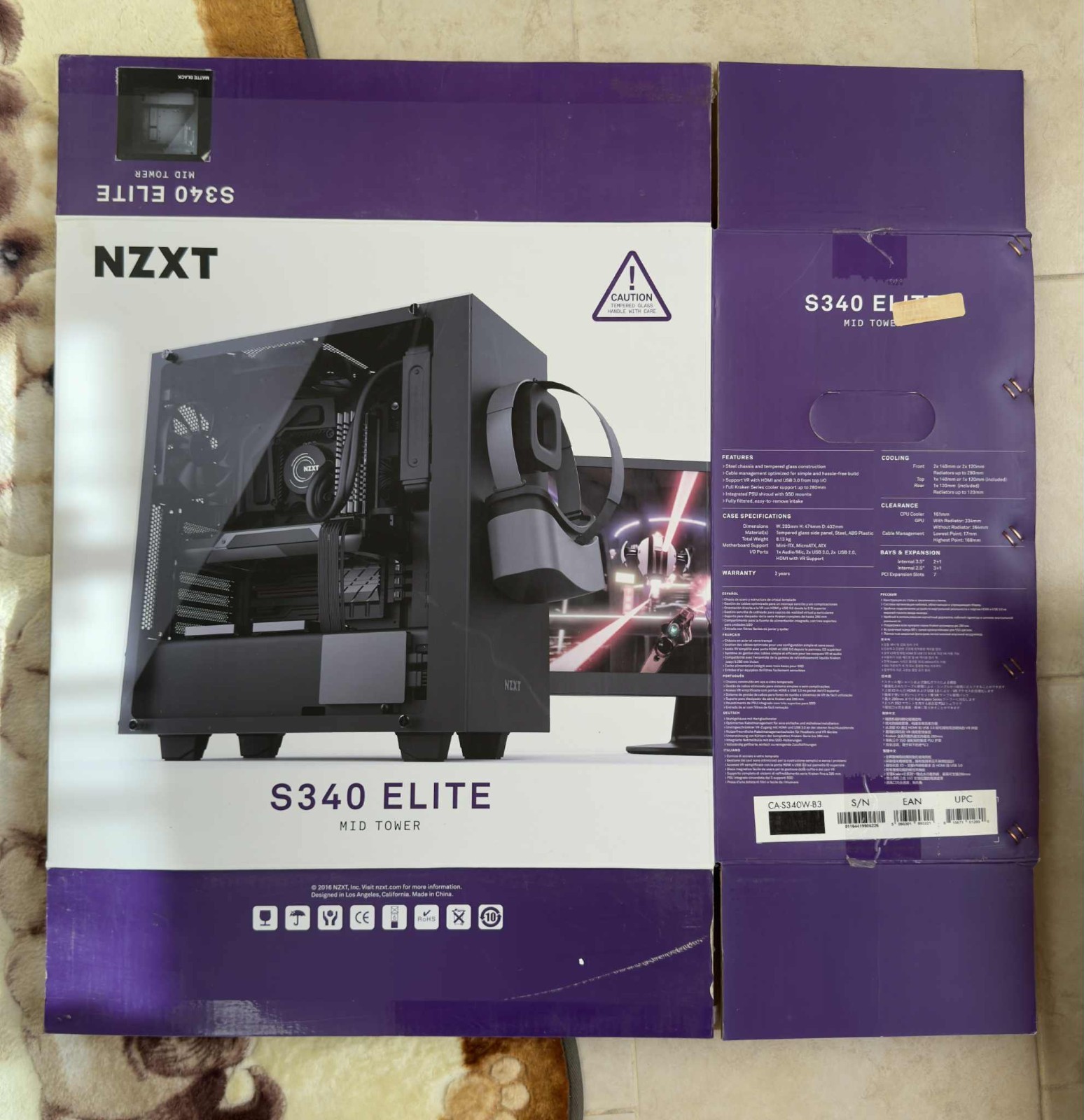 NZXT S340 Elite Mid Tower - Matte Black (With Original Box; Very Little Use)