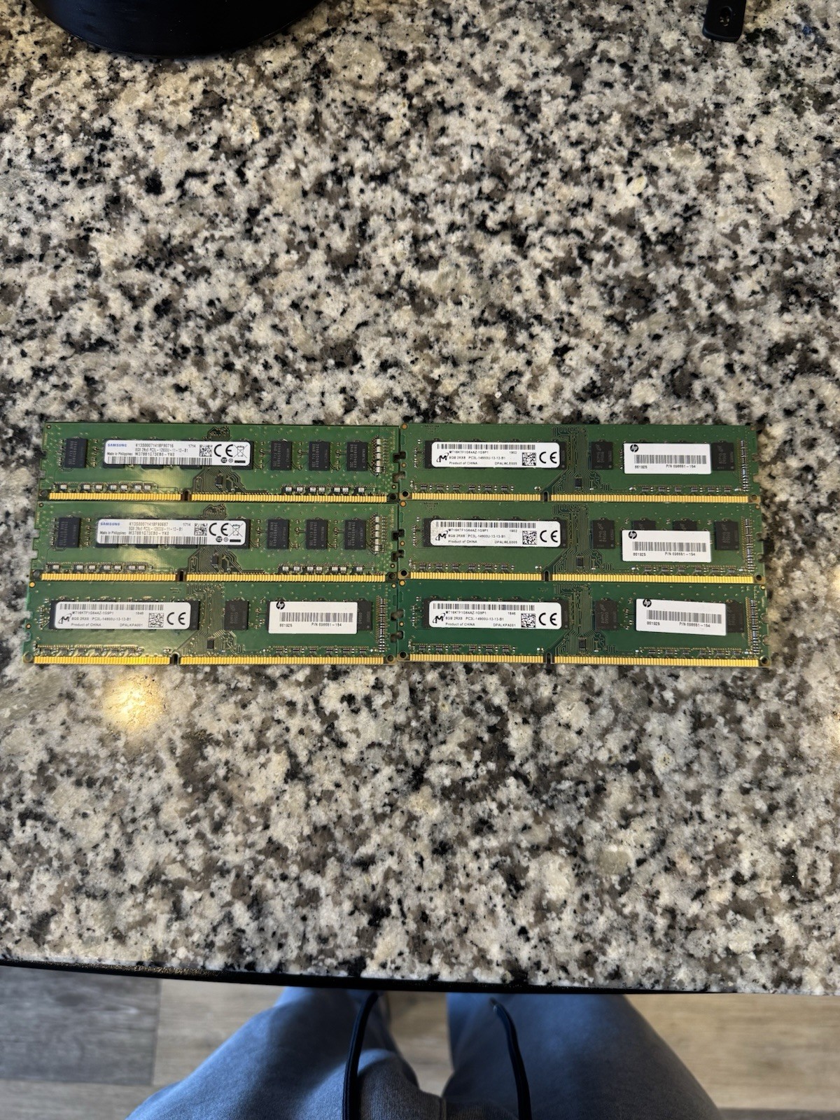 LOT OF 6 MIXED DIMM RAM 8GB DDR3 / DDR4 Samsung Micron HP/OEM
