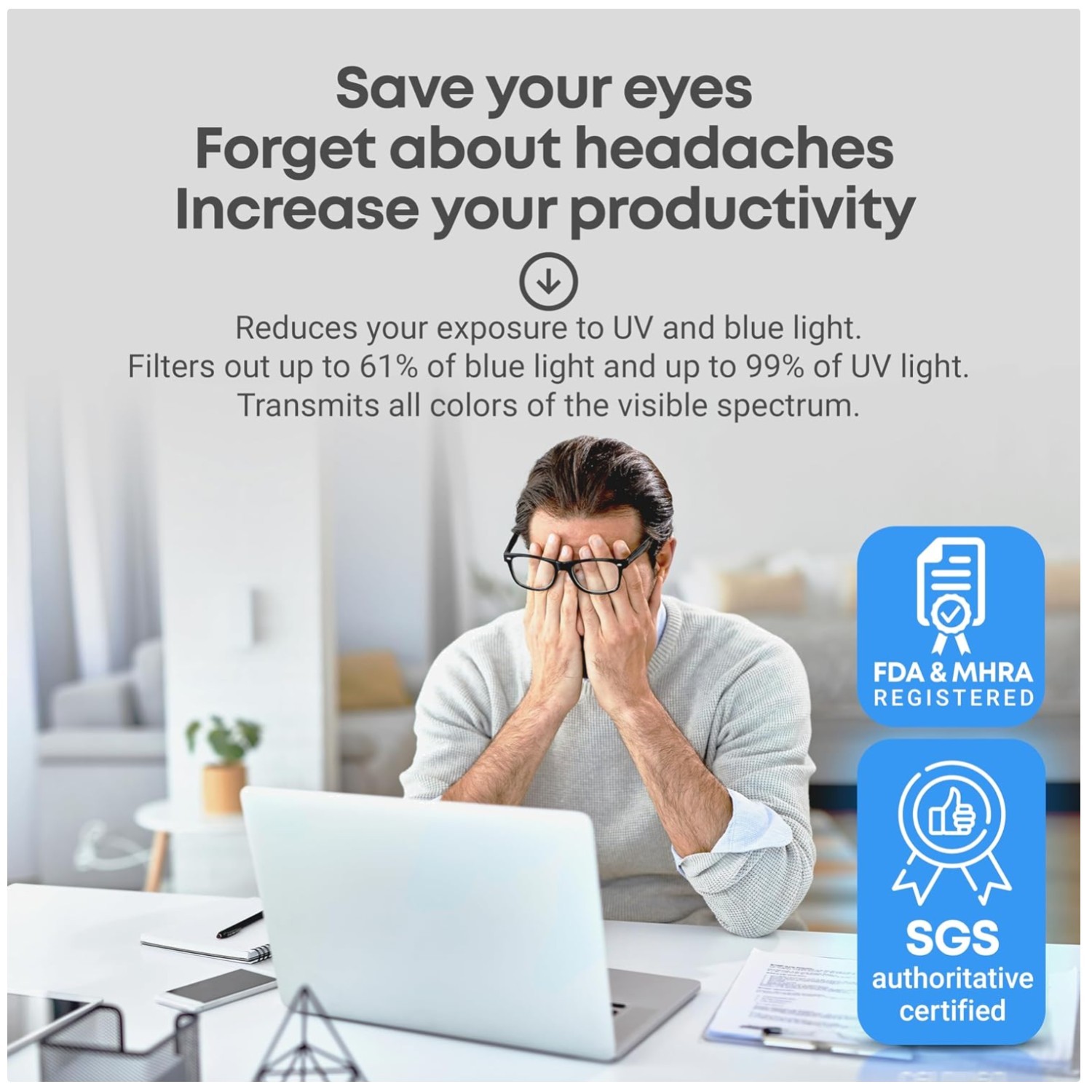 15.6" Blue Light Screen Protector - Eye Protection Filter
