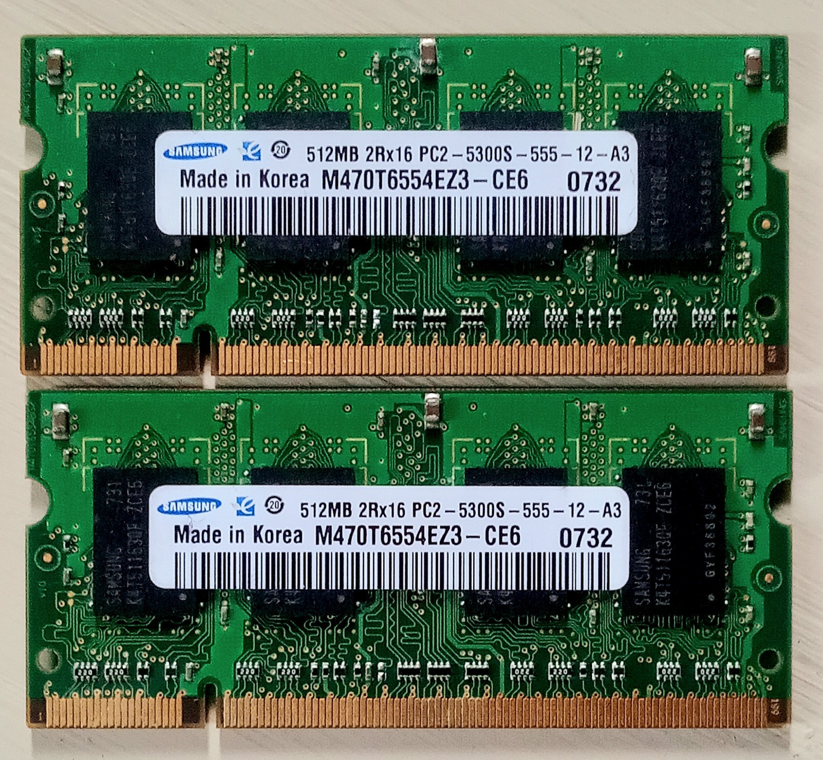 Samsung 512 MB 2Rx16 PC2 - 5300S 555 12 A3 Ram w/o Package