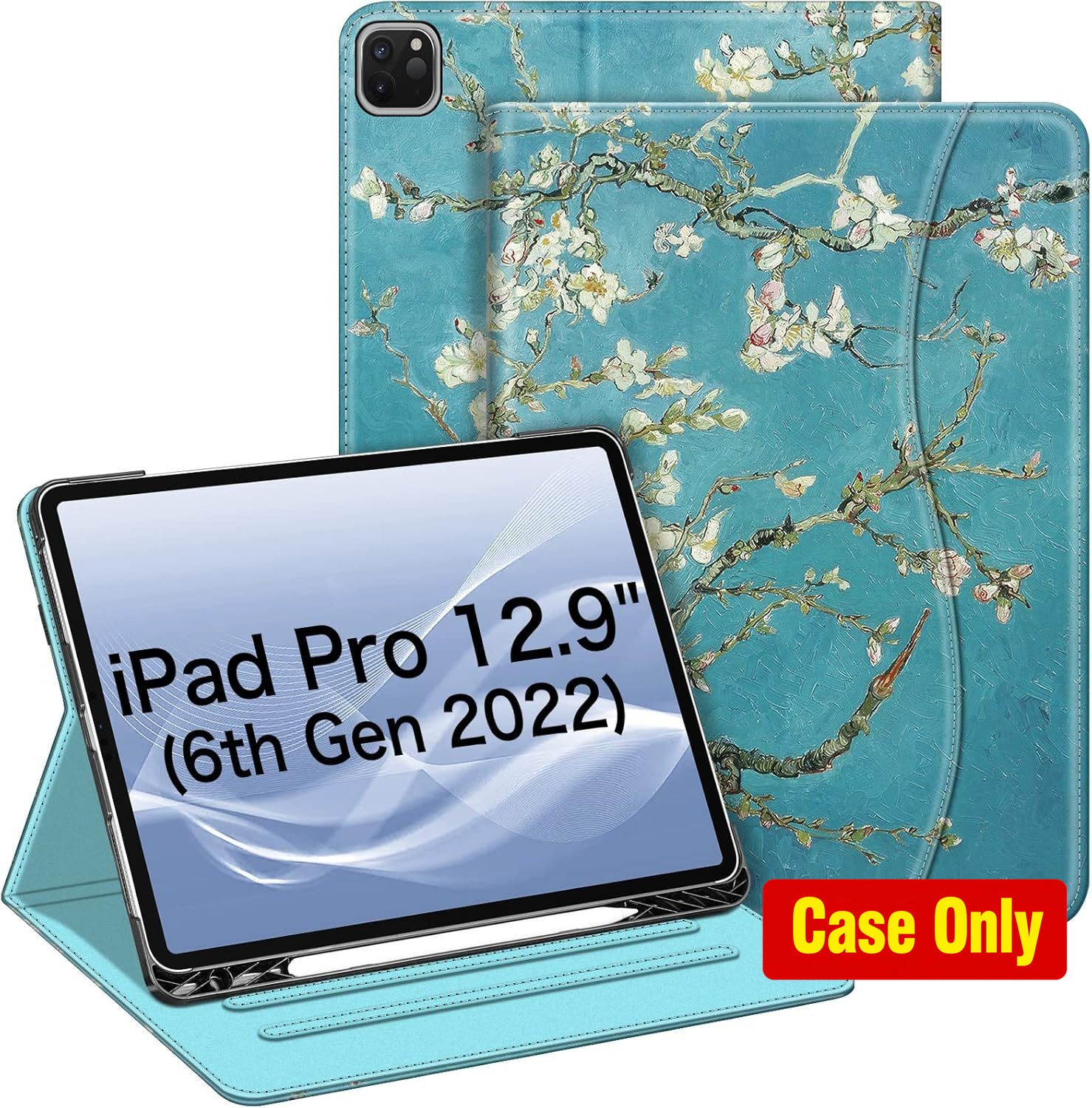 Case for iPad Pro 12.9 6th/5th Generation, Multiple Viewing Angles, Pencil Holde