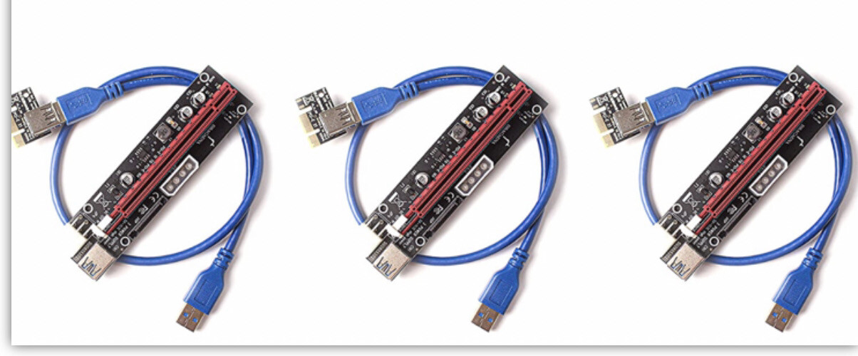 Ubit 3 Pack Latest PCI-E Riser Adapter Card + 60cm USB 3.0 Cable