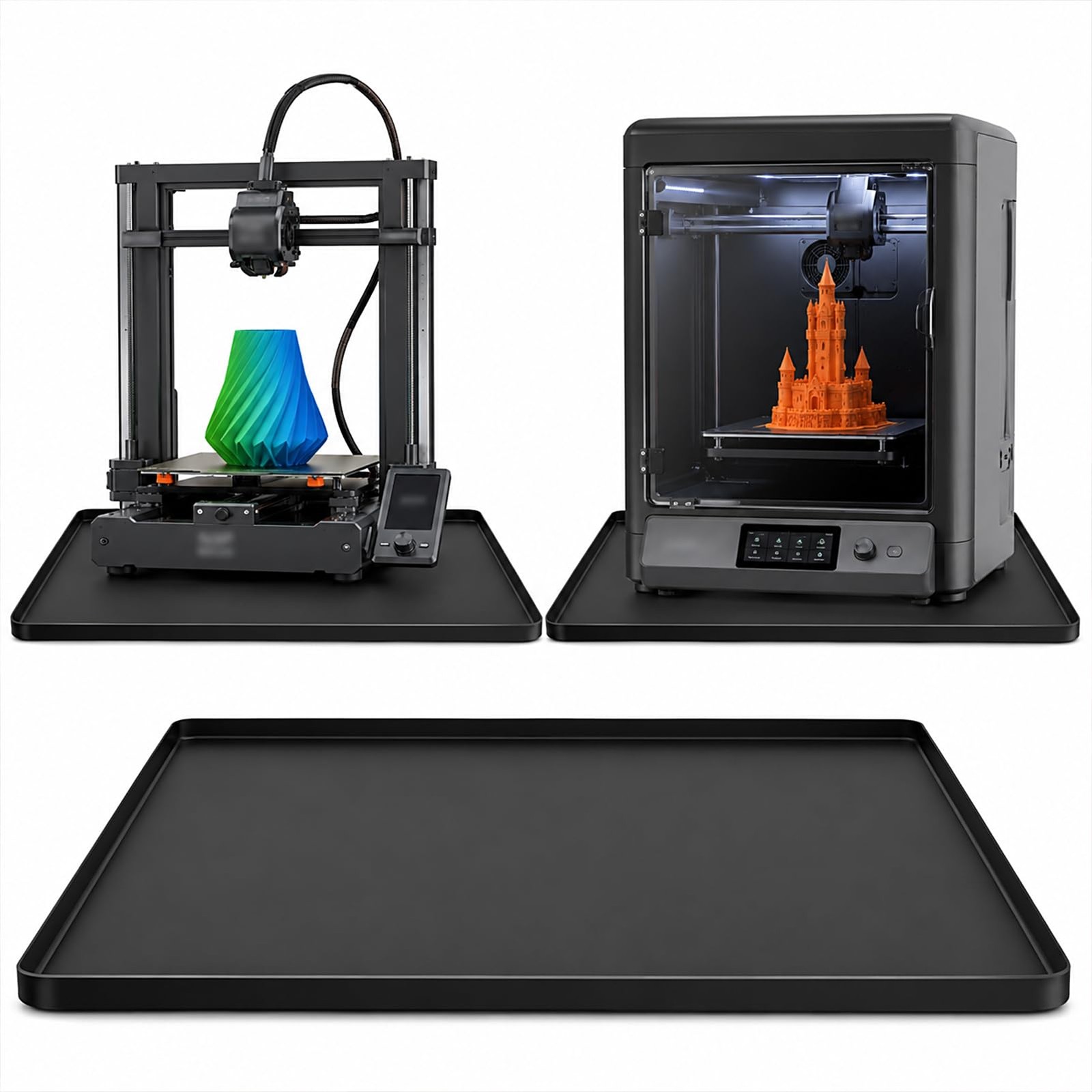 3D Printer Mat with Raised Edge, 20"x16" Non-Slip Silicone Pad