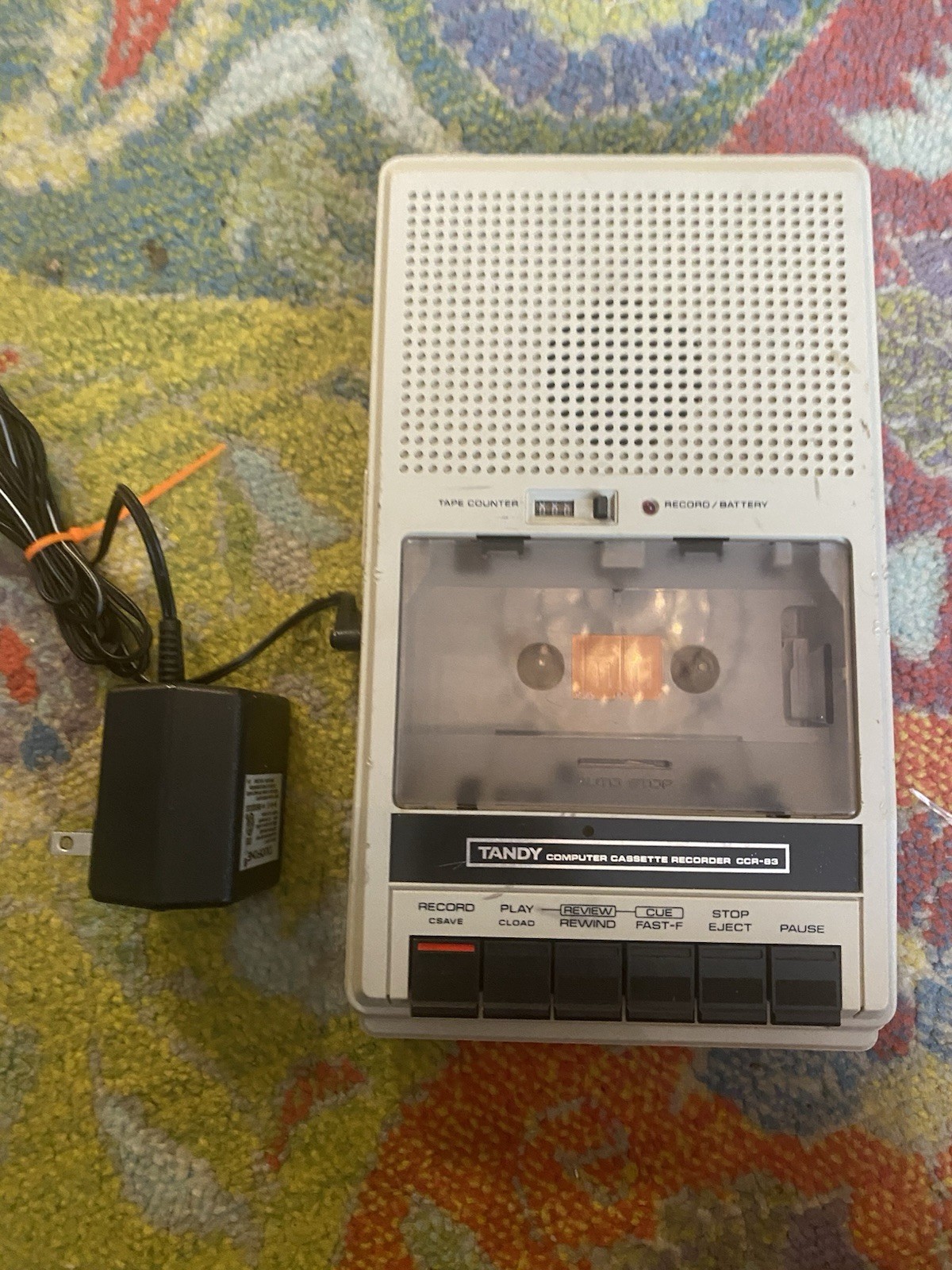Tandy CCR-83 Computer Cassette Recorder Model 26-1384 & Electric Cord Excellent