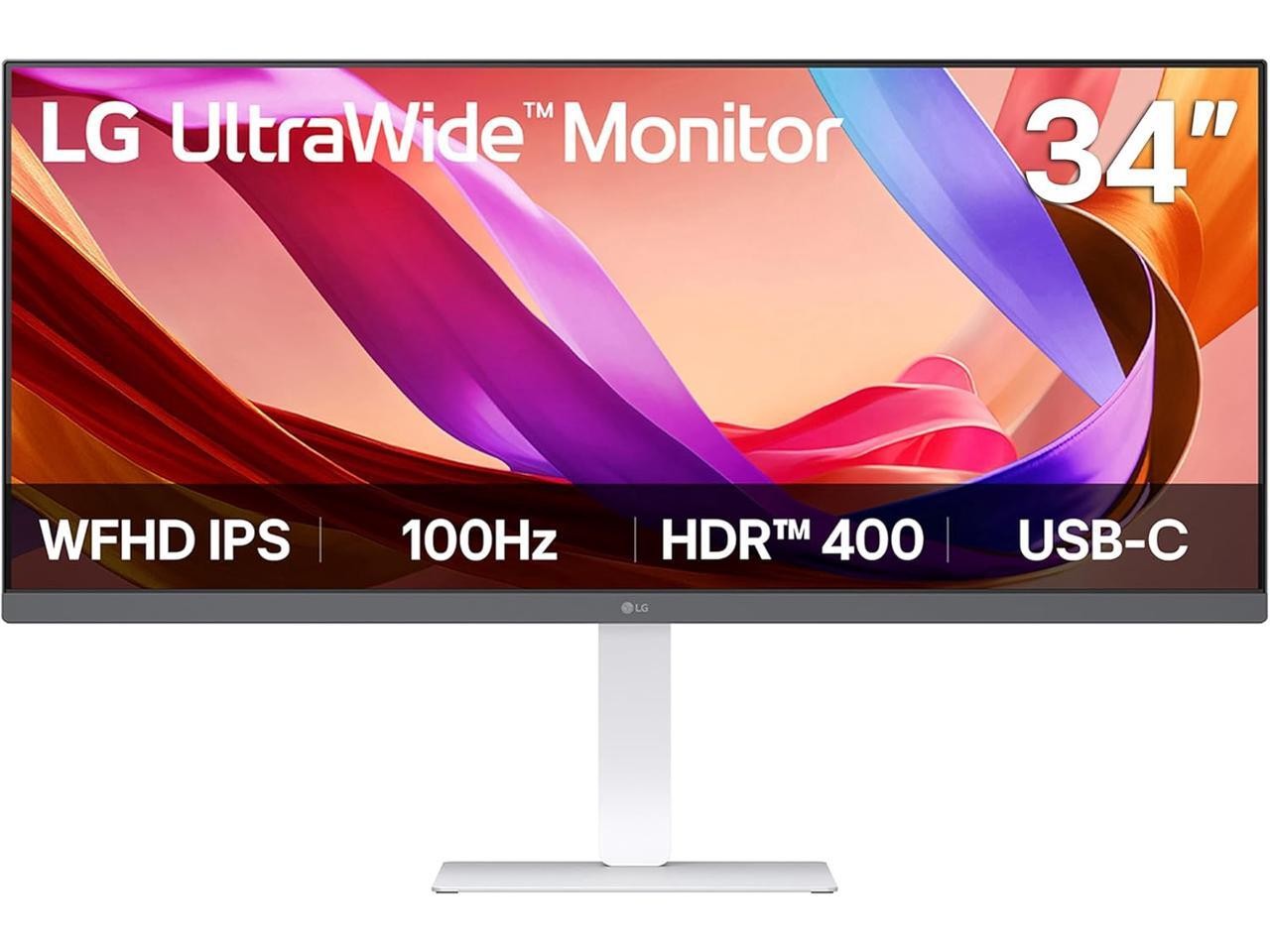 LG 34U530A-W 34" UltraWide IPS Monitor, 100Hz, HDR 400, USB-C, Built-in Speakers