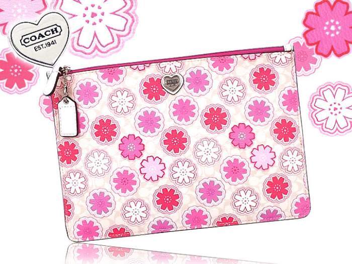 Coach Flower Print Signature Medium Tablet Tech Case Pouch F67784