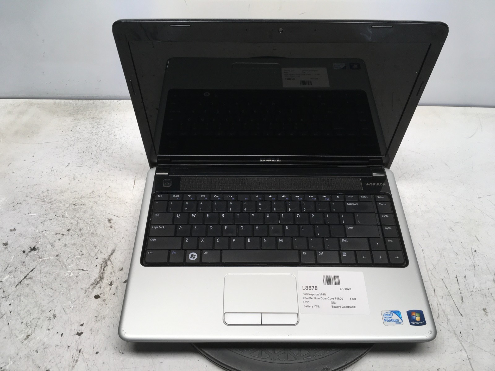 Dell Inspiron 1440 Intel Pentium Dual-Core T4500 2.3GHz 4 GB NO HDD