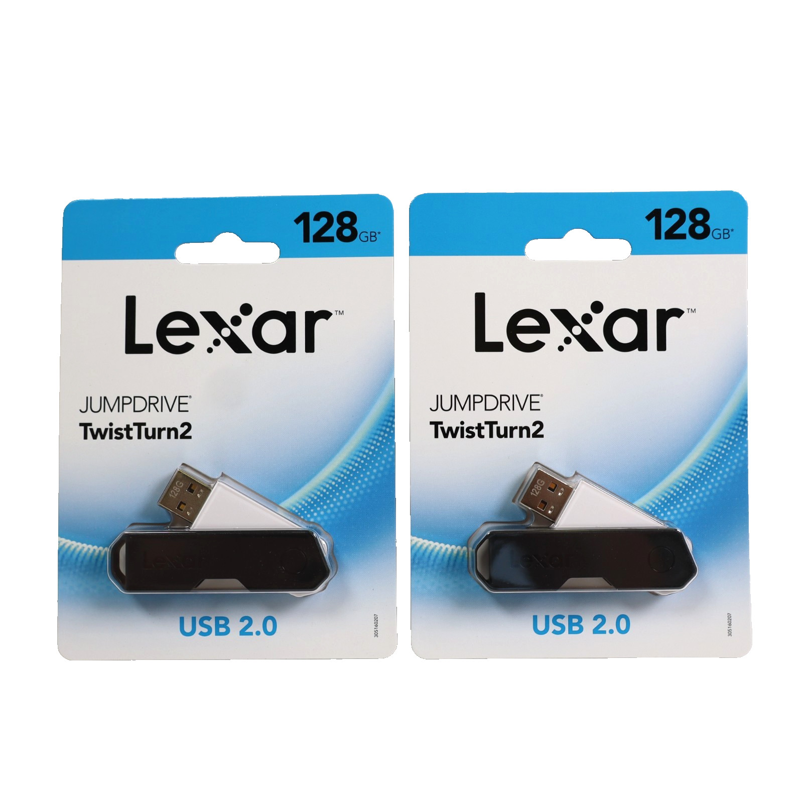 2 PACK Lexar JumpDrive TwistTurn2 128GB USB 2.0 Flash Drive LJDTT2-128ABNABK