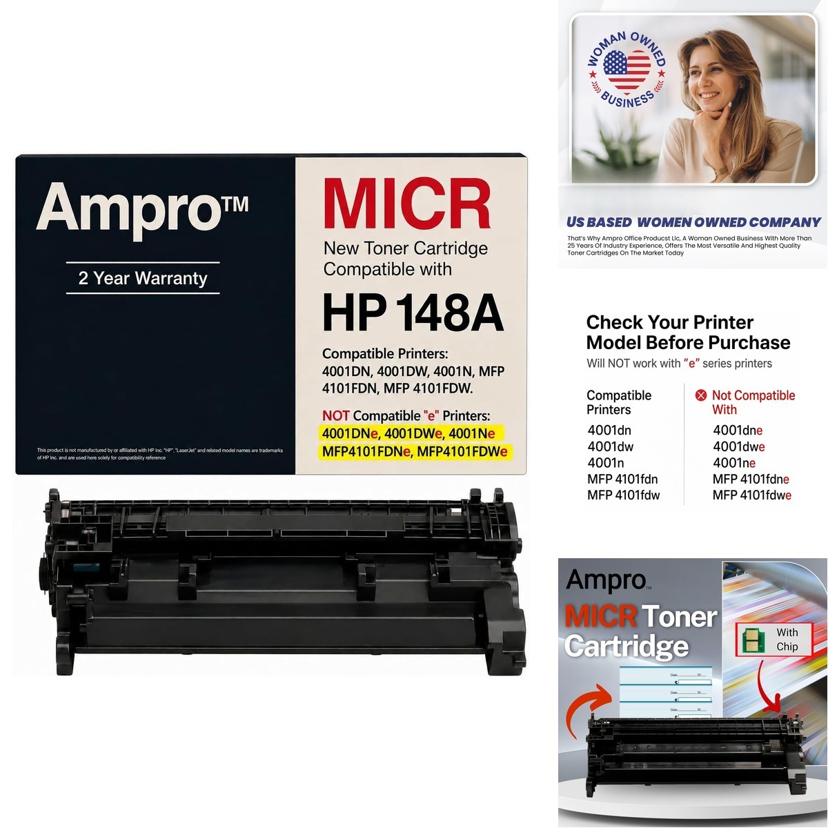 Ampro 148A MICR W1480A Replacement for LaserJet Pro MFP 4101FDN 4101FDW 3000