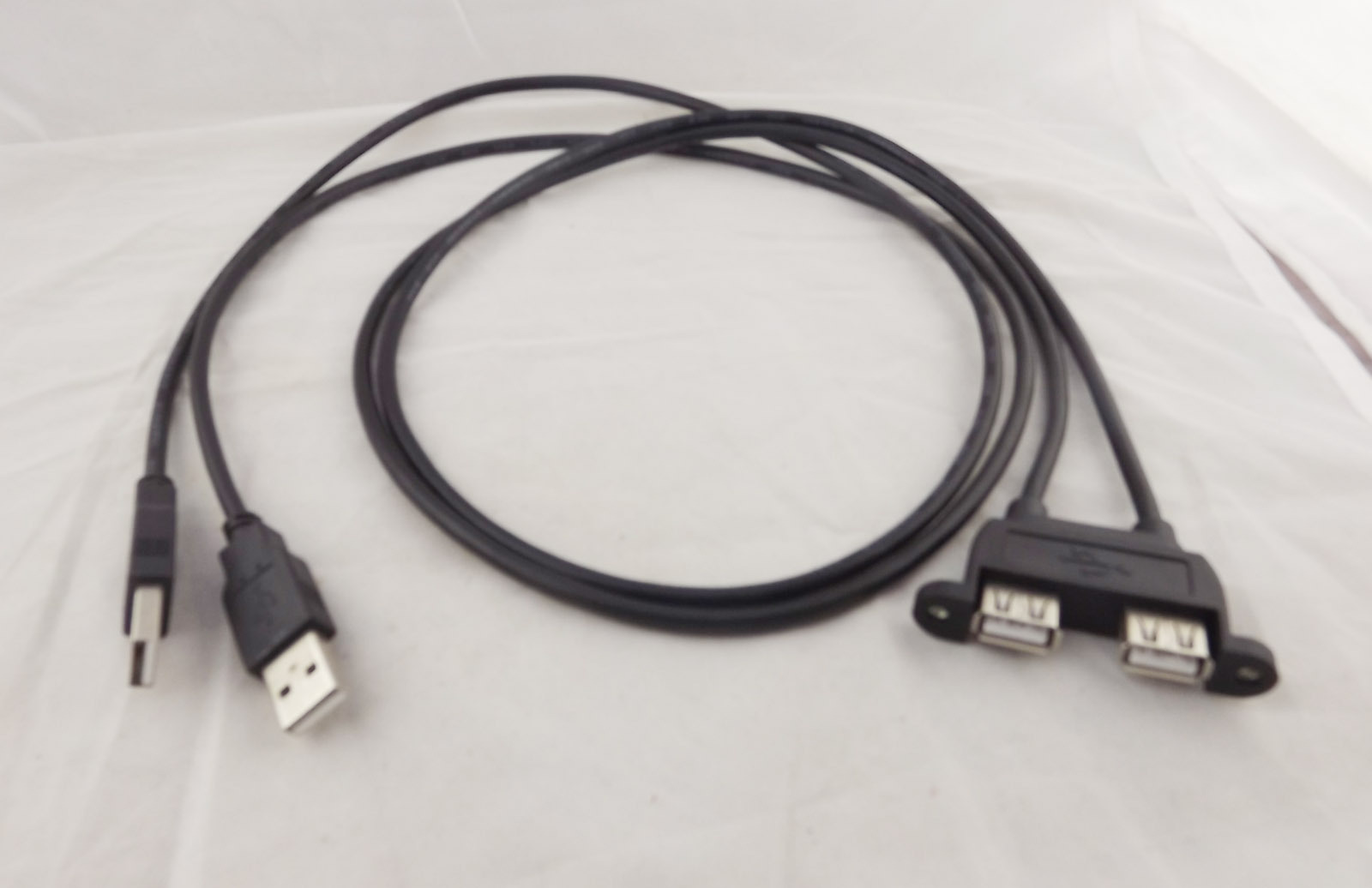 1x 2 USB A Female Panel Mount Socket To Dual USB 2.0 A Male Extension Cable 3ft