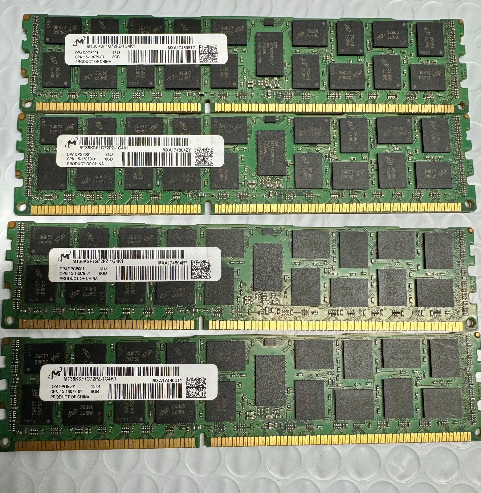 Lot OF 4 Cisco 15-13079-01 8GB PC3L-10600R Micron MT36KSF1G72PZ-1G4K1 Memory RAM